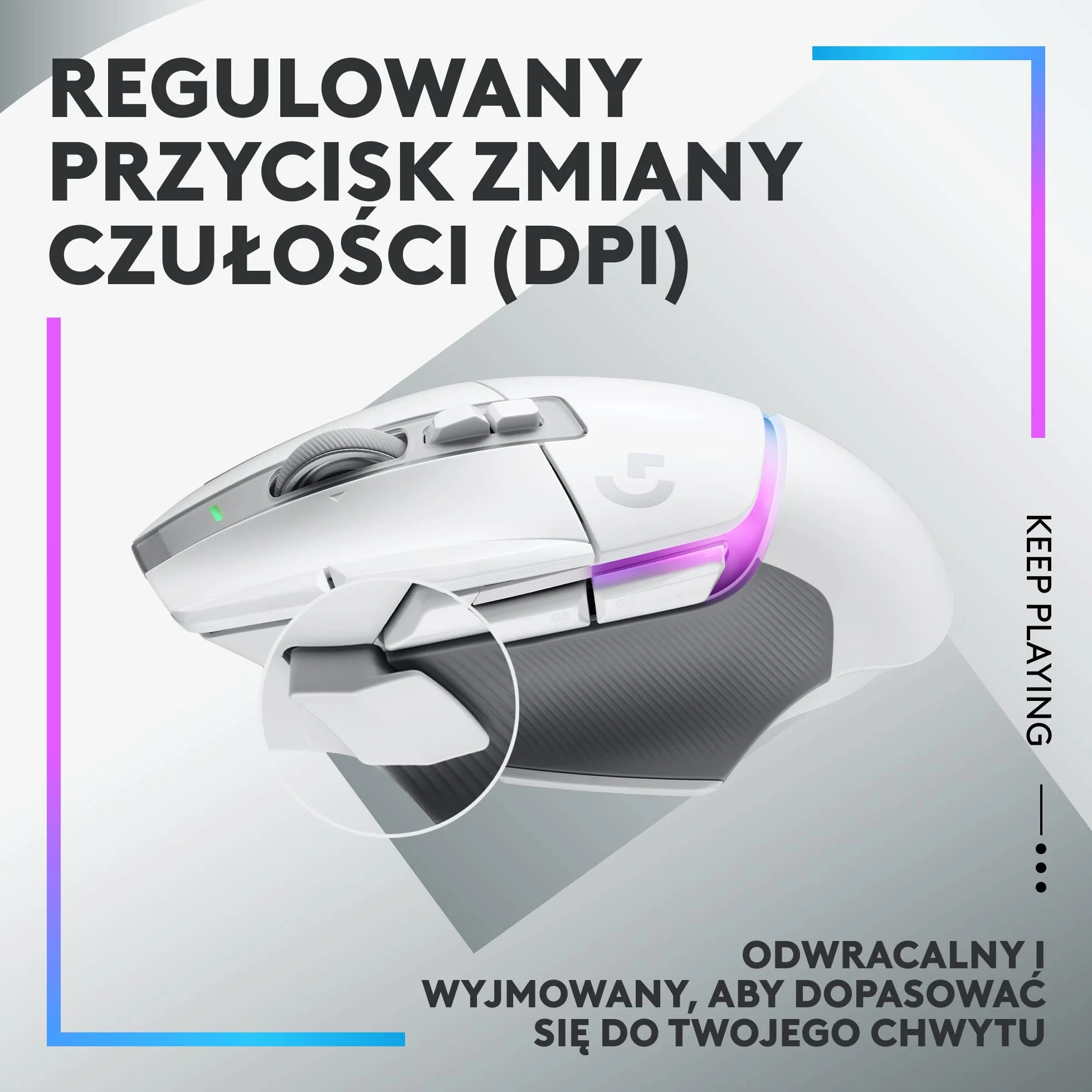 Logitech G502 X bezprzewodowa, podświetlana mysz gamingowa, hybrydowe optyczne przyciski LIGHTFORCE, LIGHTSYNC RGB, sensor HERO 25K, kompatybilna z PC - macOS/Windows - Biały