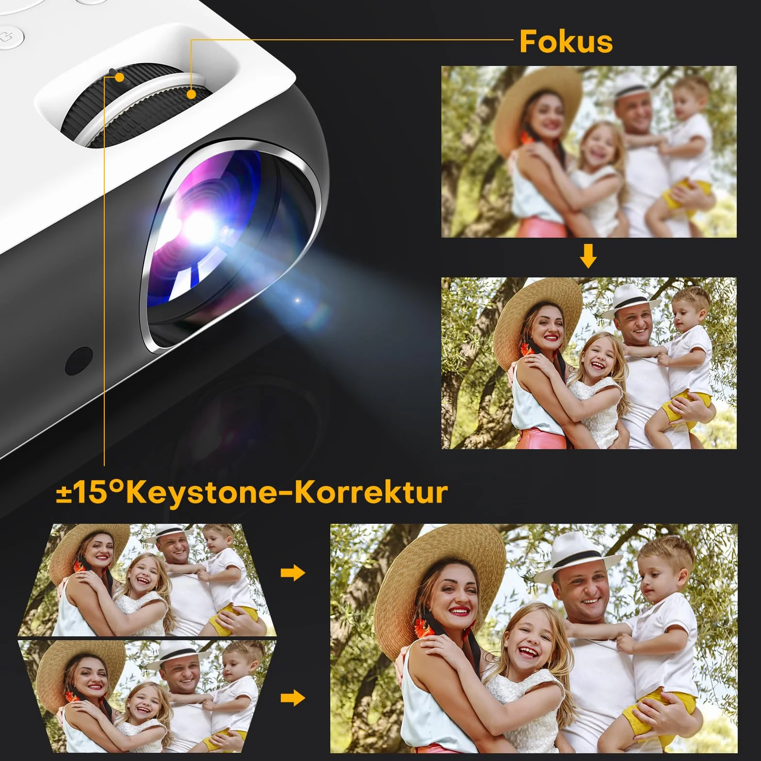 HOPVISION Projektor Full HD 1080P Bluetooth 4K Przenośny Mini Kino Domowe HDMI USB AV