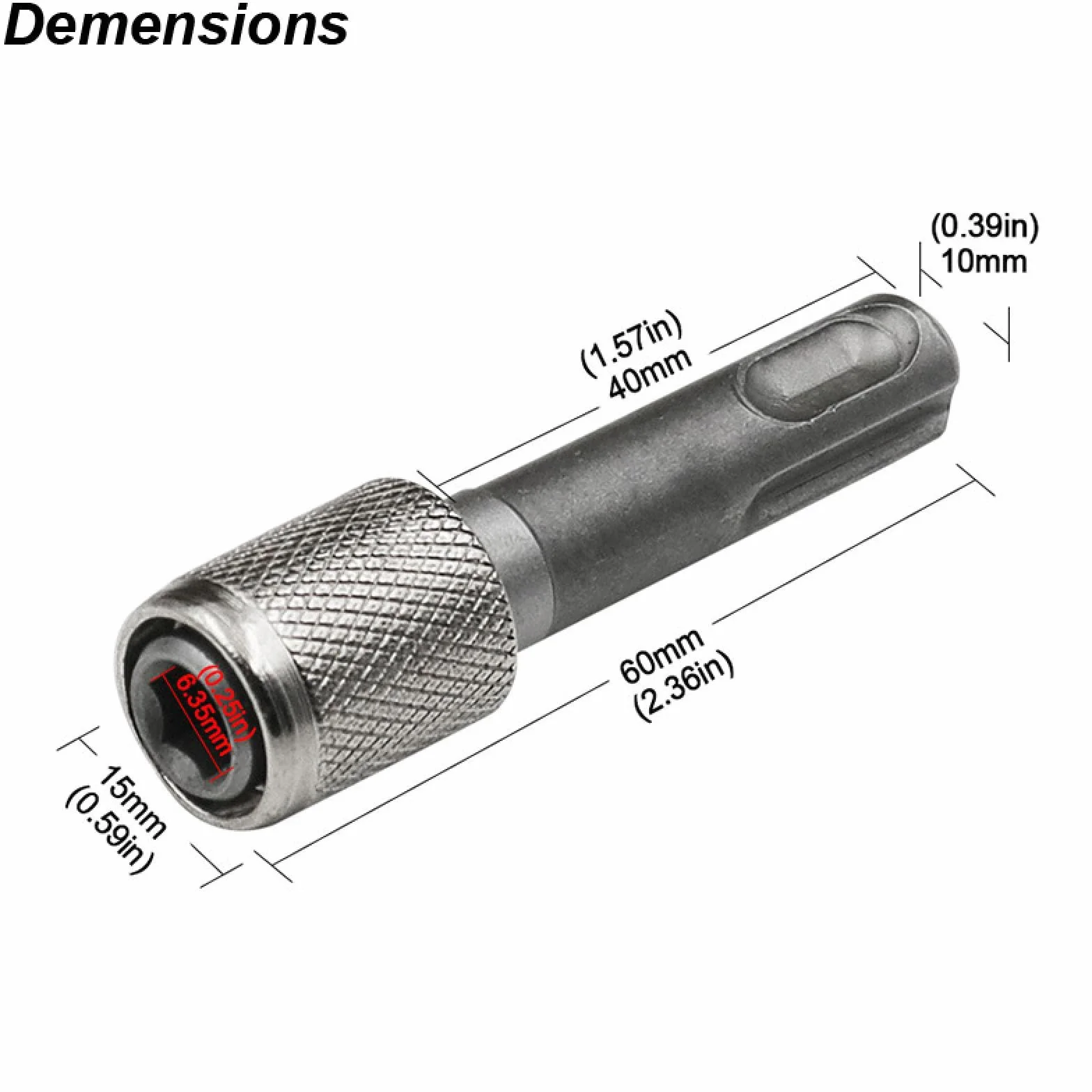 Konwerter na 1/4 Hex Shank Adapter Hexagonal Converter Elektryczny Młot Mocny Wkrętak Uchwyt Bitów Gniazdo Udarowy Klucz (Adapter SDS Hex 2szt)