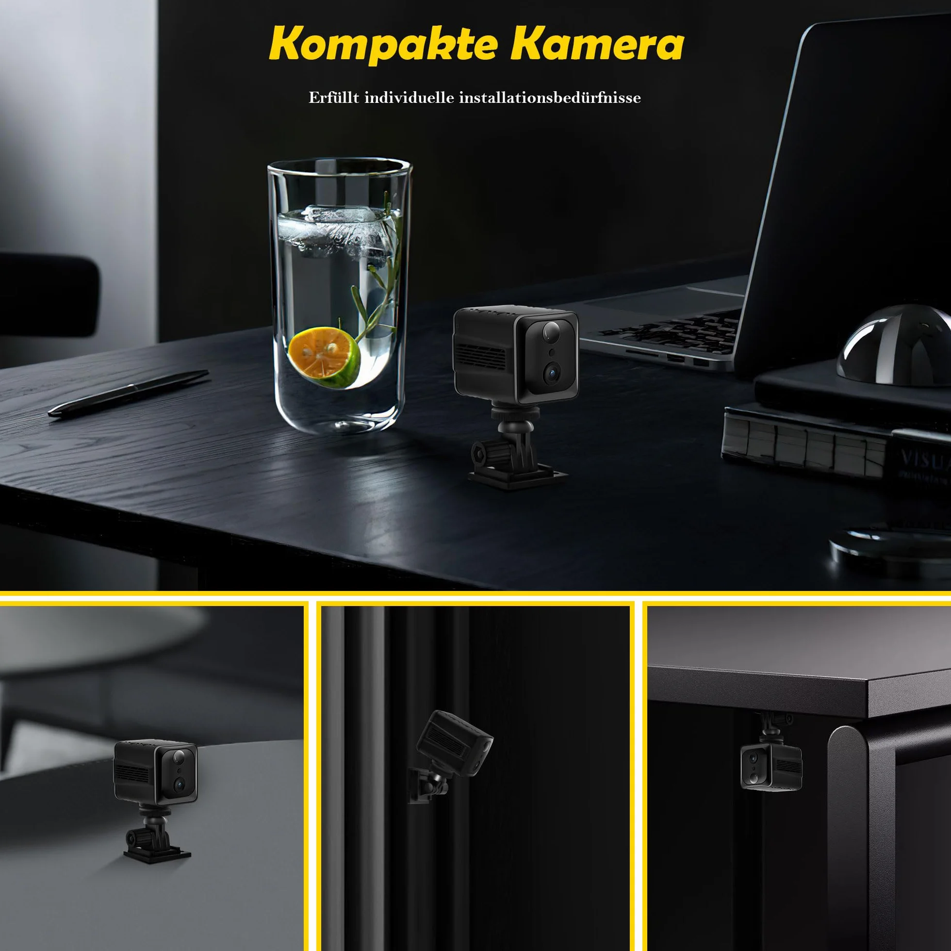 Mini Kamera 4K WLAN z Czujnikiem Ruchu, 3000 mAh, Transmisja na Żywo