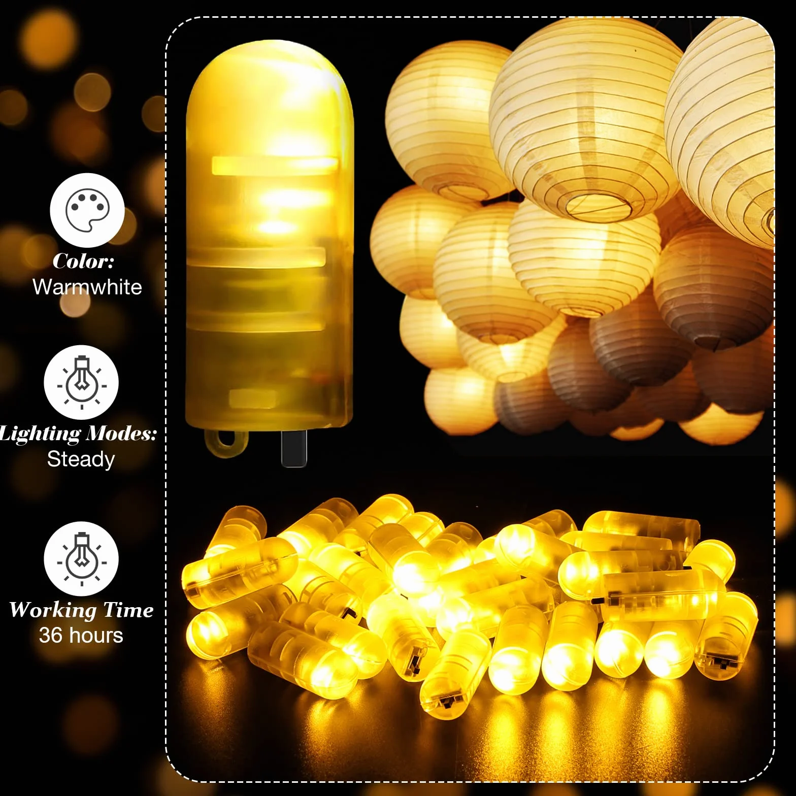 Yizhet Lampy balonowe, 30 ks lampiony LED Lampiony bateriowe działane z przełącznikiem do papierowej, balony, Halloween Świąteczne przyjęcie ślubne Urodziny, ciepły biały