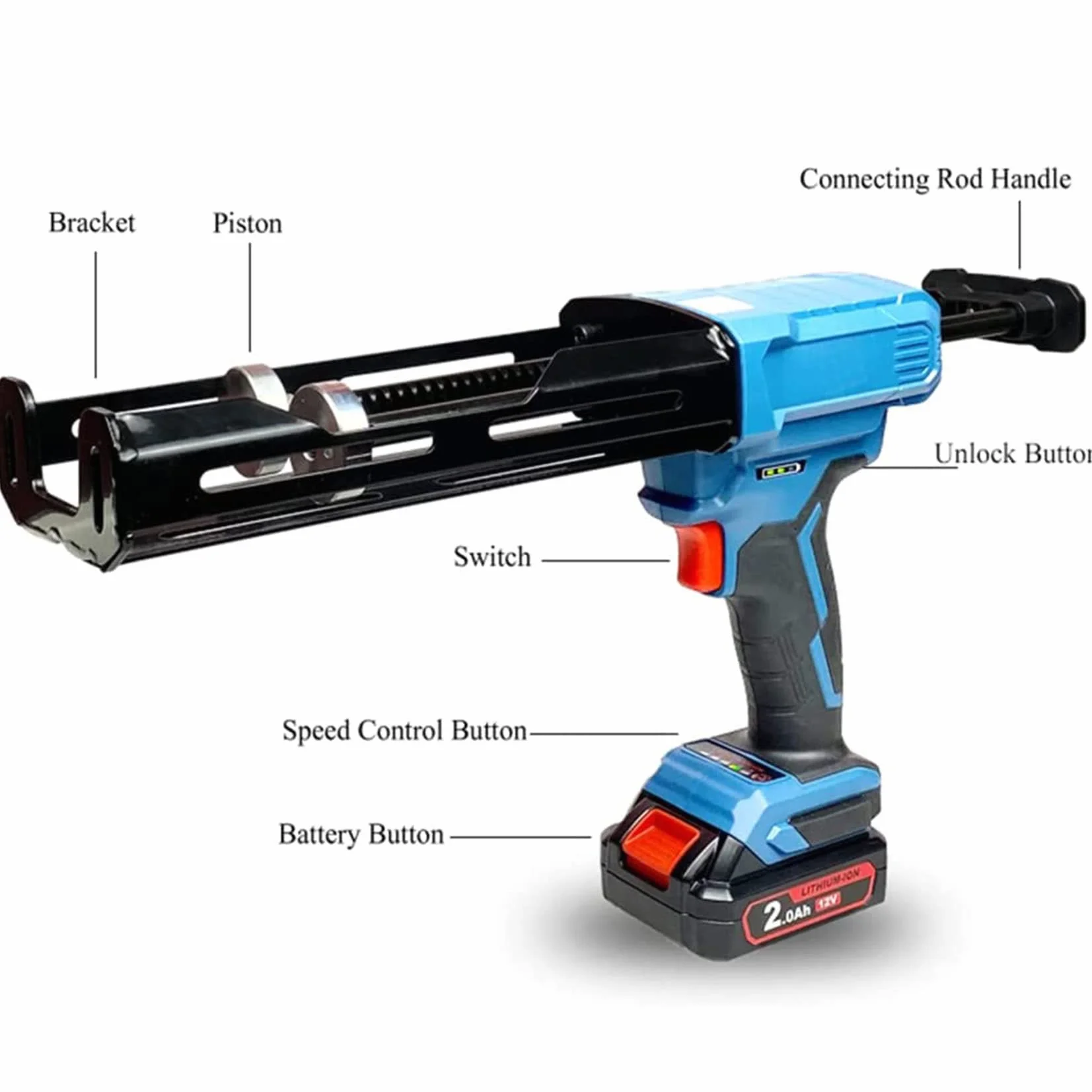 Elektryczny pistolet uszczelniający, bezprzewodowy pistolet uszczelniający 12 V z podwójnym wkładem i pistoletem samoprzylepnym z baterią i ładowarką do uszczelnienia, napełniania i profesjonalnego