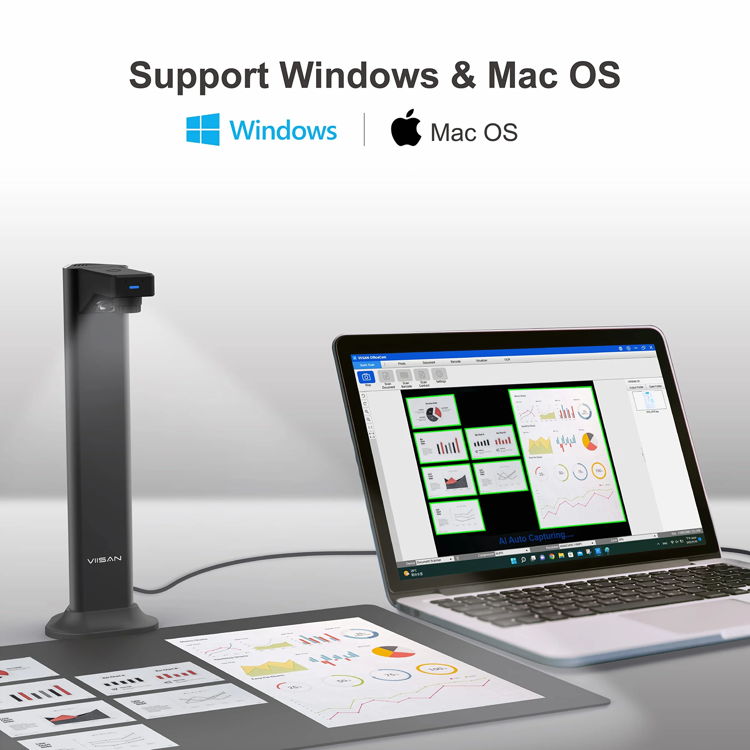 Viisan DL24 skaner do dokumentów A3 24 MP OCR Windows Mac