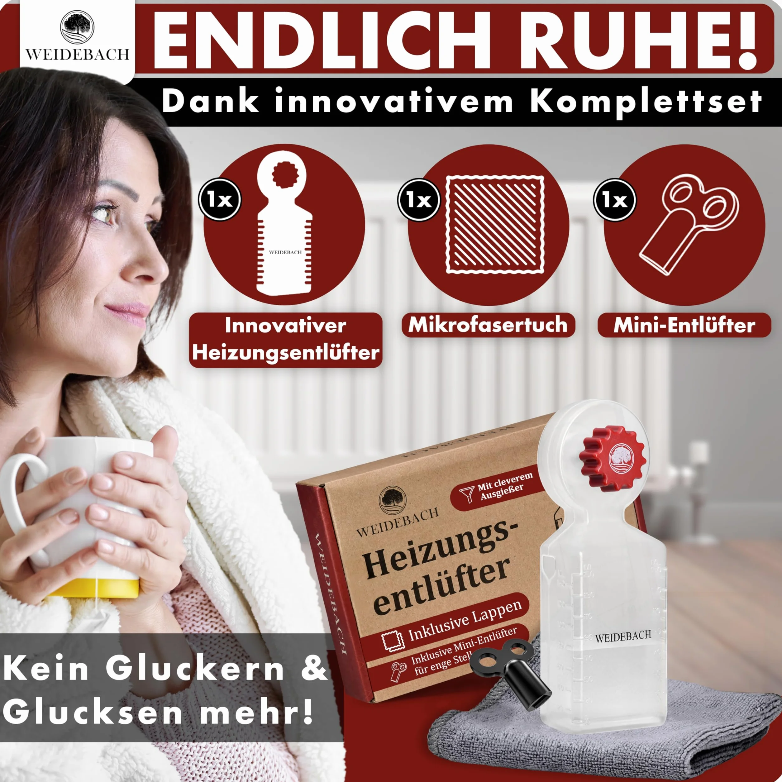 WEIDEBACH® Klucz do odpowietrzania grzejnika z pojemnikiem na ścinki.