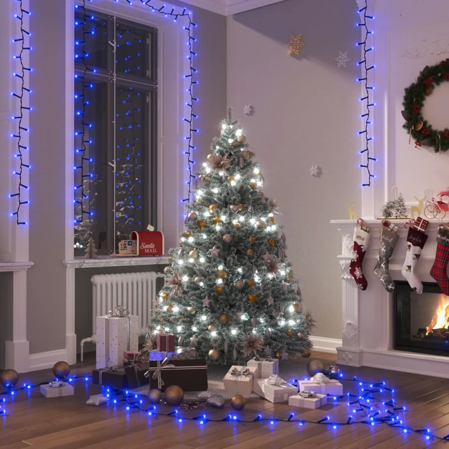 Kompaktowa taśma świetlna z 2000 niebieskimi diodami LED PVC 45 m, zewnętrzne lampki choinkowe, oświetlenie wewnętrzne, dekoracyjne światła do pokoju, dekoracja bożonarodzeniowa do domu, wróżki
