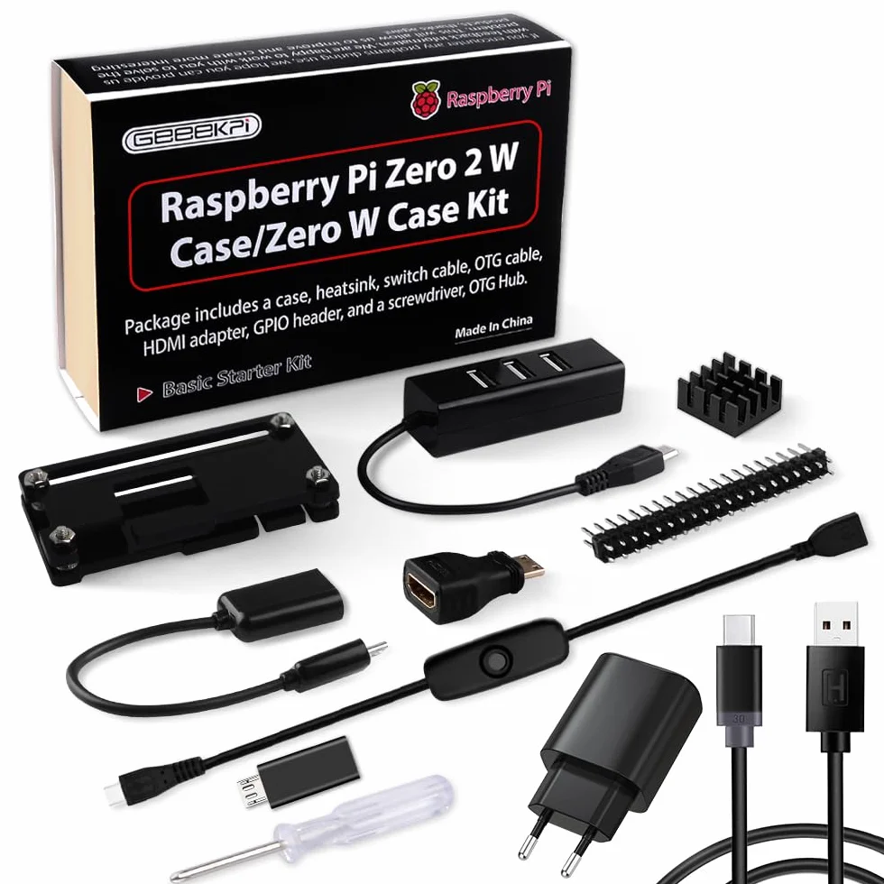 GeeekPi Raspberry Pi Zero 2 W zestaw obudowy z zasilaczem radiatorem nagłówkiem GPIO koncentratorem USB