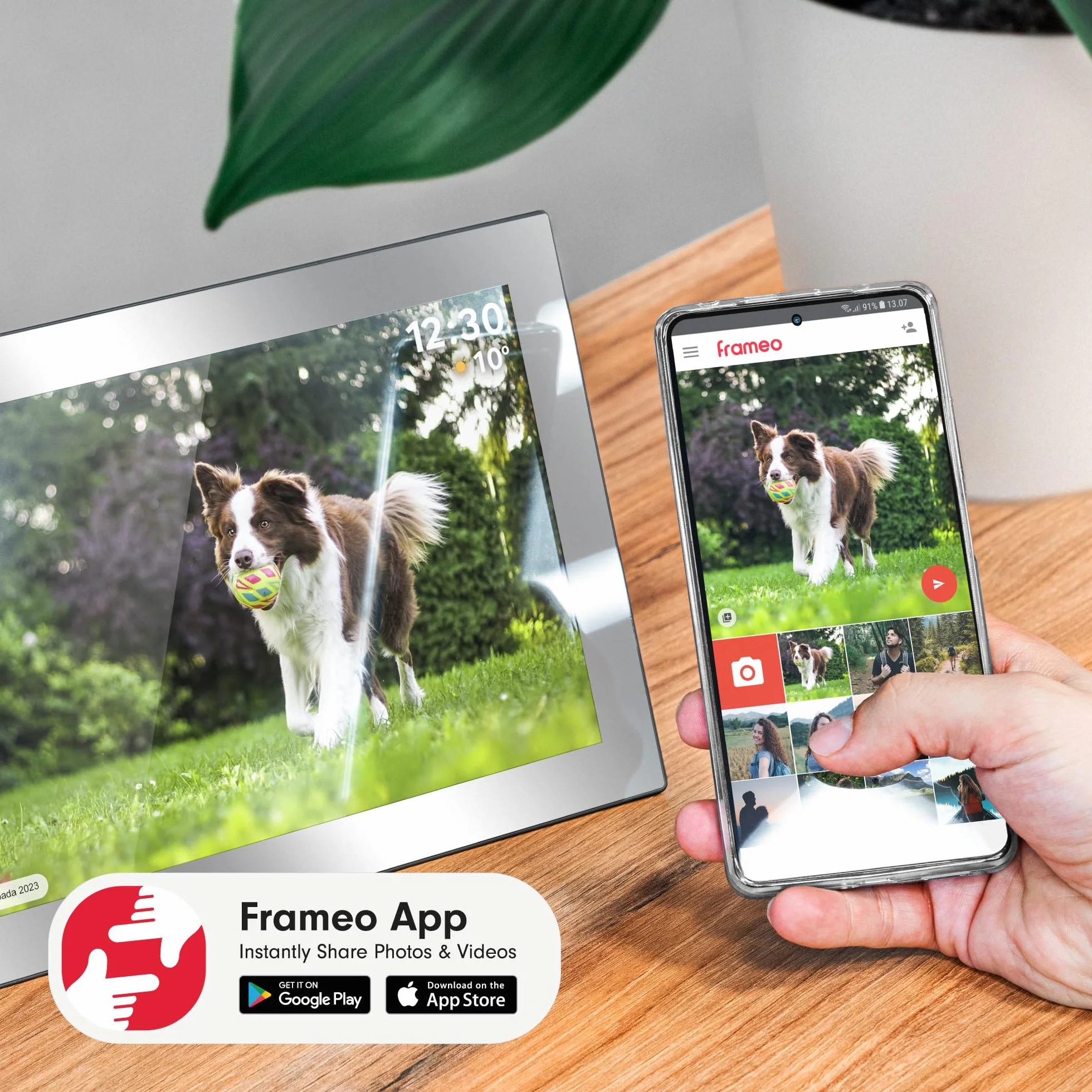 Krüger&Matz Cyfrowa Ramka na Zdjęcia FRAMEO 1280 x 800 px 10,1" Wi-Fi MicroSD Odtwarzanie Klipów Wideo Timer Pogoda Lustrzana Ramka KM1101