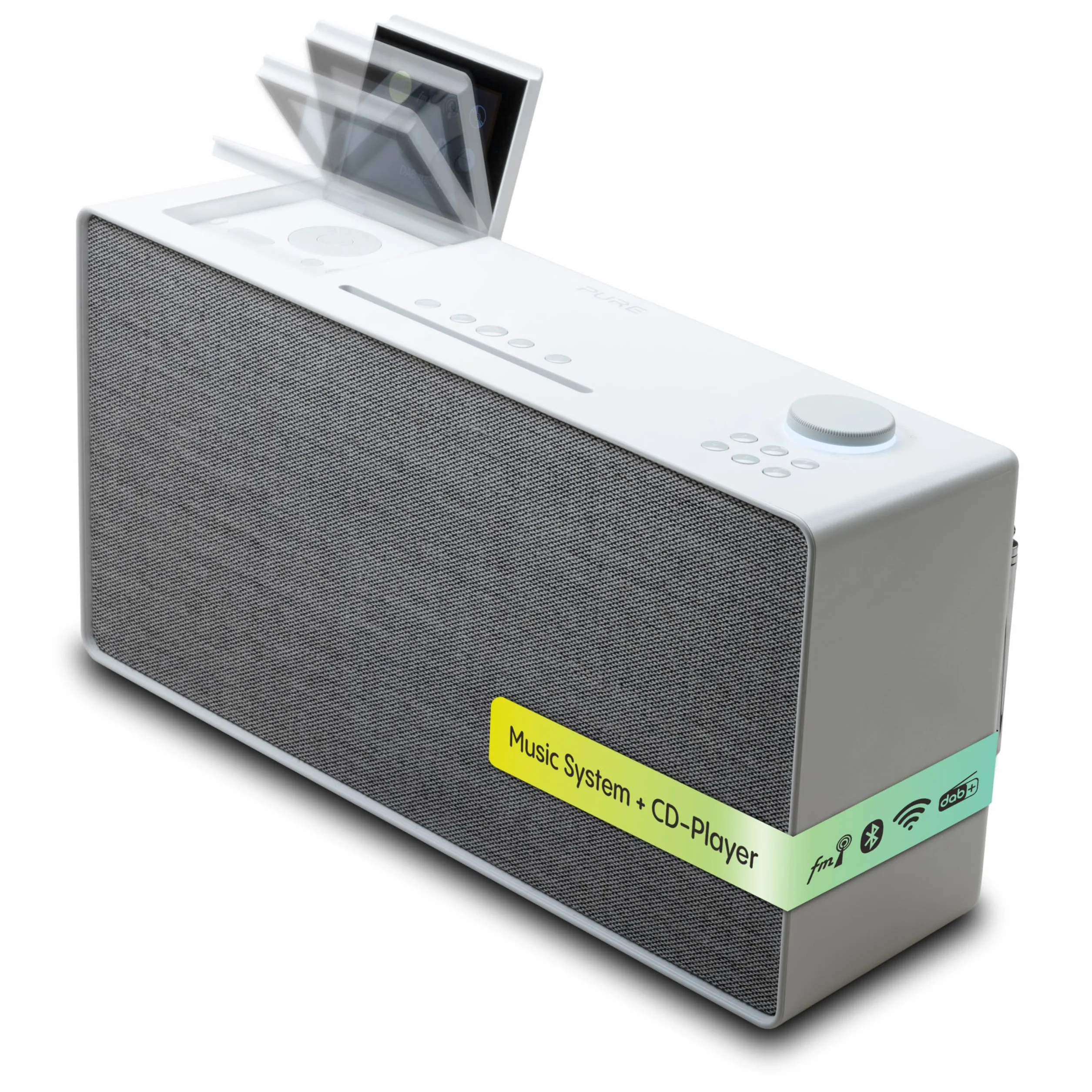 Pure Evoke Home All-In-One System muzyczny DAB+ FM radio internetowe Bluetooth CD składany wyświetlacz biała