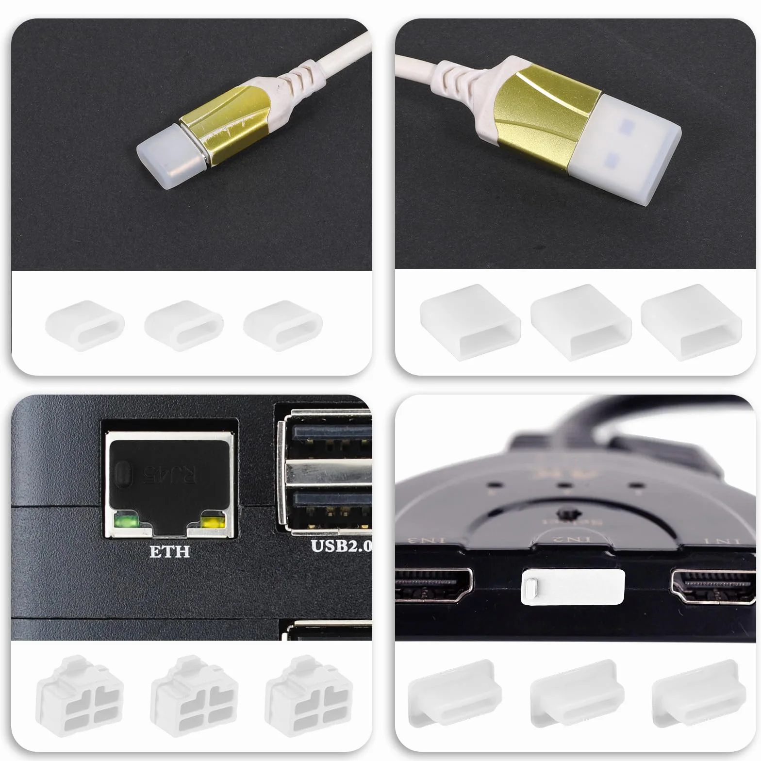 Silikonowe naski ochronne USB A USB-C HDMI 7 rodzajów 50 sztuk