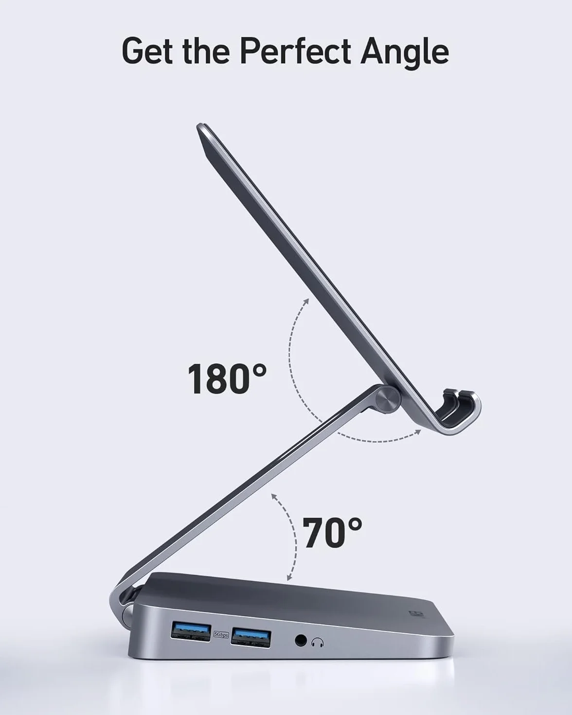 Anker USB C Hub 551 8-in-1 with Folding Tablet Stand, Power Input, 4K HDMI, 2 USB-A Data Ports, 3.5mm AUX and MicroSD/SD Card Slots for iPad Pro and More