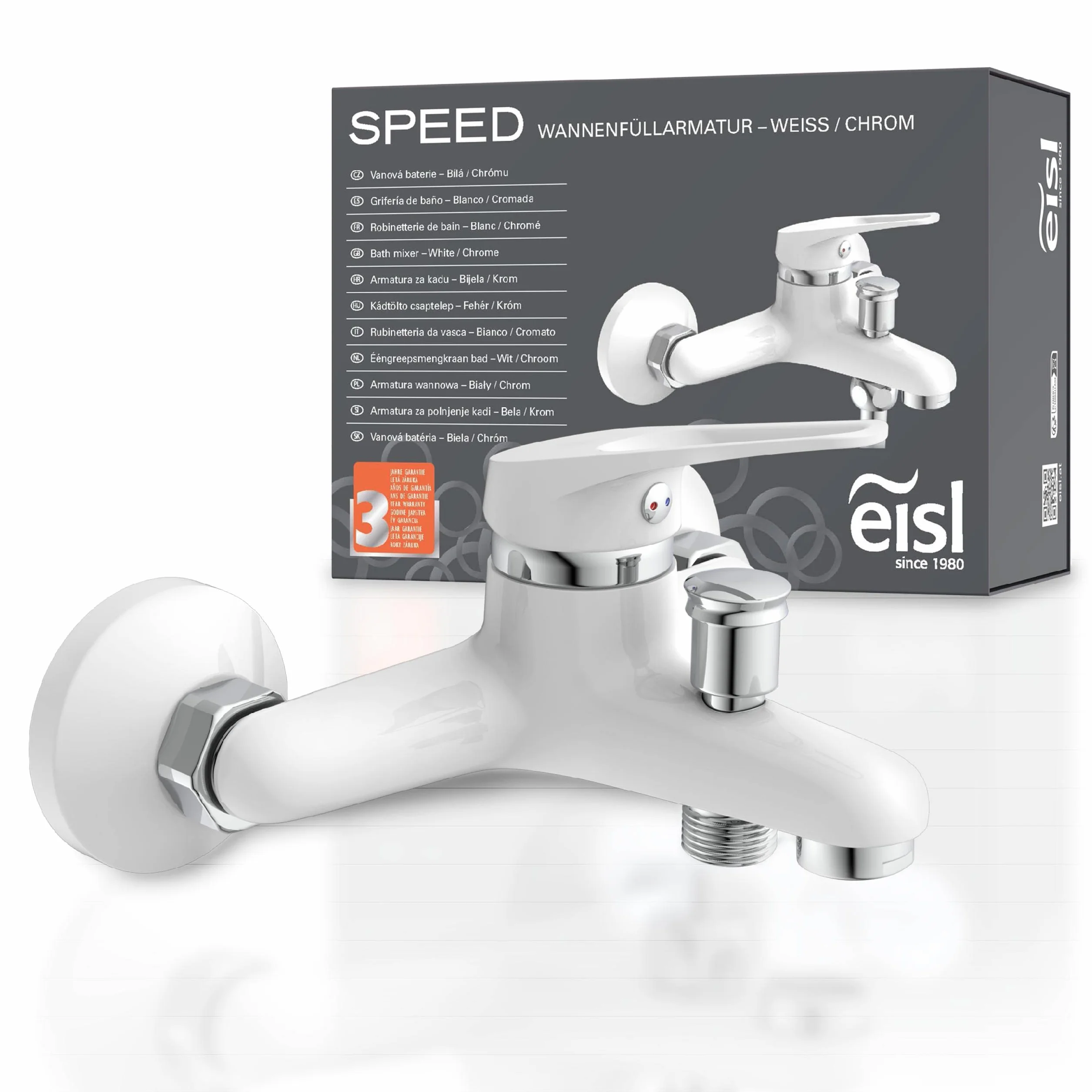 EISL NI023SCR-W SPEED bateria wannowa z mieszaczem do wanny, jednouchwytna bateria do wanny, biała, 12,7 x 17,8 x 8,6 cm; 800 g