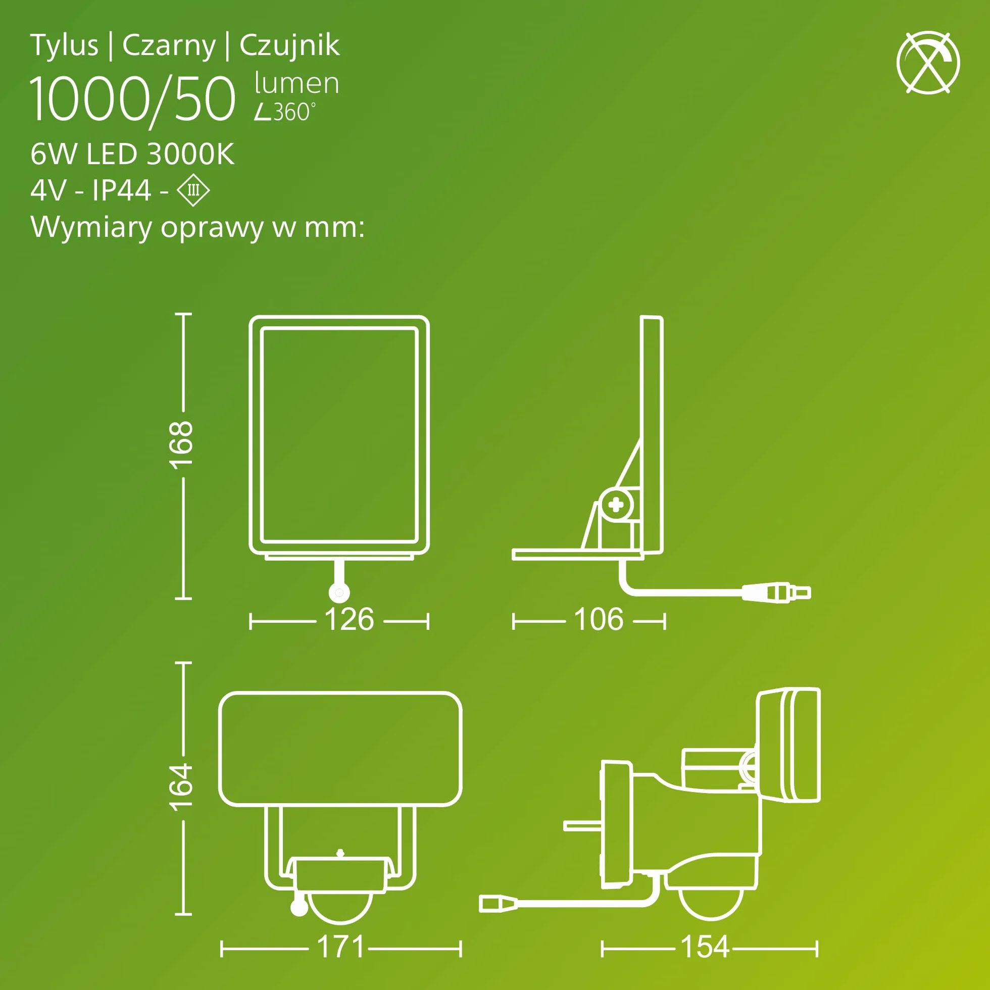 Philips Tylus UltraEfficient Zewnętrzna Lampa Solarna Bezpieczeństwa z Czujnikiem, 3000K, 1000/50lm, Biała