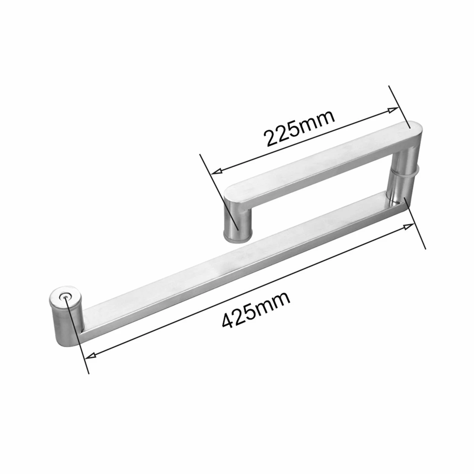 Klamka do drzwi szklanych | zestaw uchwytów do drzwi ze stali nierdzewnej polerowanej (rozmiar: 225 mm + 425 mm)