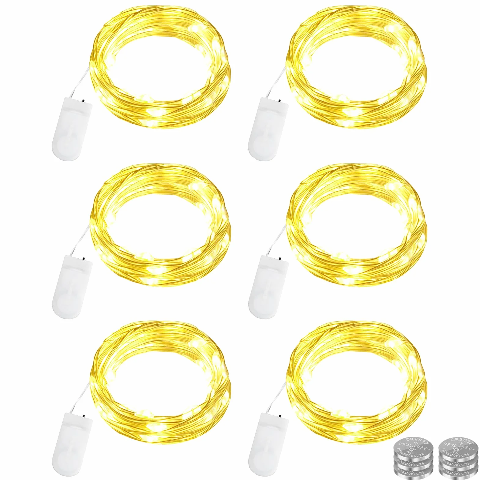 Dalugo Łańcuch świetlny na baterie, ciepła biel, 2 m, 20 diod LED, ciepła biel, z baterią, drut miedziany, łańcuch świetlny do wnętrz, na butelkę, do sypialni, na imprezę, wesele, Boże Narodzenie