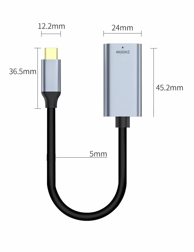 Adapter USB-C na HDMI 4K Thunderbolt 3 do MacBook Pro Air Dell XPS 15 Samsung Galaxy S24 S10 Huawei P40