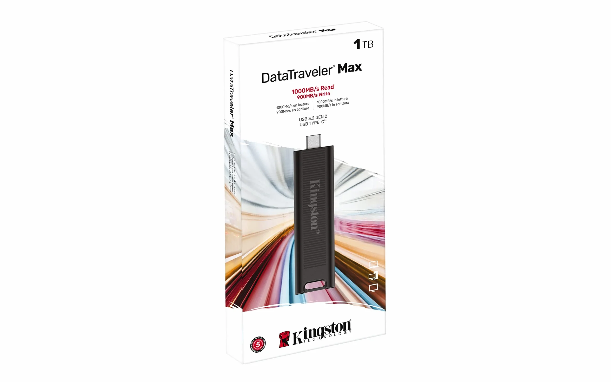 Kingston DataTraveler Max 1 TB USB 3.2 Gen 2 Pamięć flash Type-C 1000 MB/s odczytu 900 MB/s zapisu
