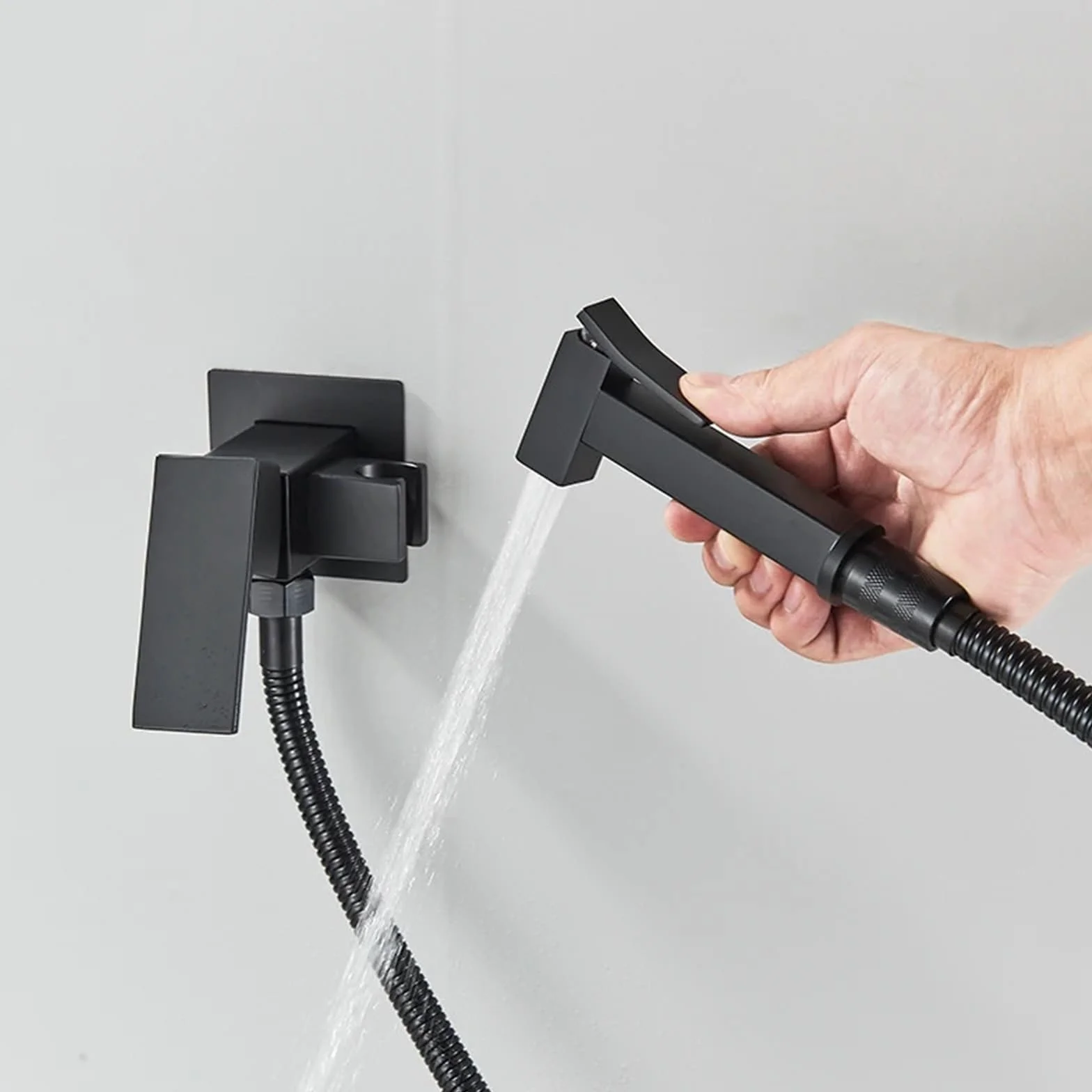 Matowy czarny bidet bateria prysznicowa z litego mosiądzu Ducha Higienica bateria mieszająca ciepłą zimną wodę baterie toaletowe (A01-różowe złoto)
