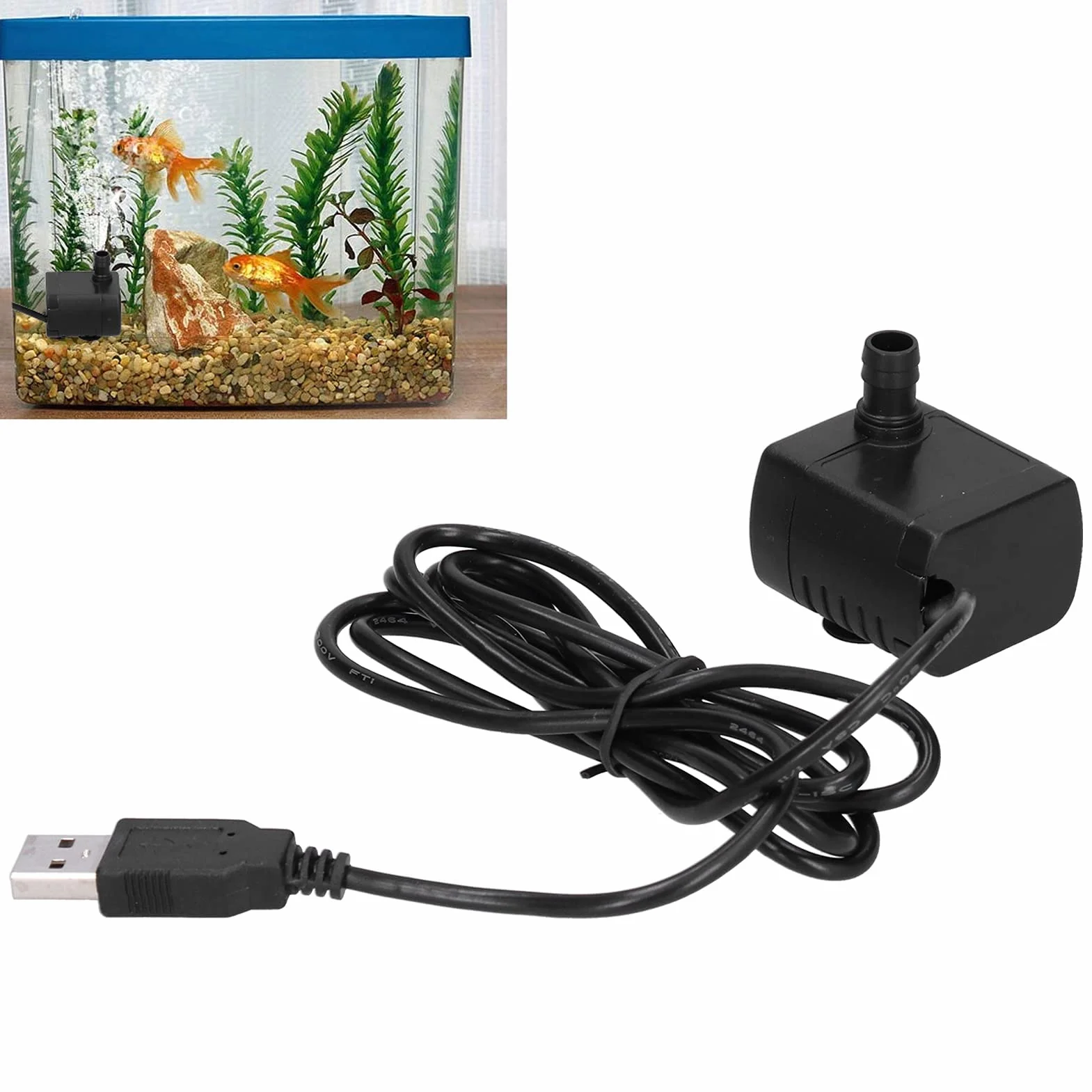 Mini Pompa do Akwarium 230L/H Bezszczotkowa Pompa Głębinowa Wtyczka USB DC 12V Pompa Wodna do Stawu Fontanny Akwarium