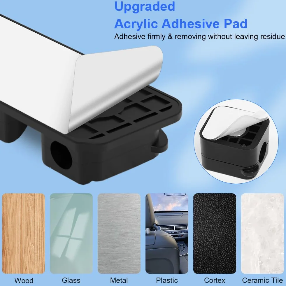 Uchwyt do organizera, 2 x 3 gniazda, samoprzylepne magnetyczne klipsy na biurko, organizer na przewody, organizer na biurko na stolik nocny, do biura, USB, kabel audio, kabel komputerowy