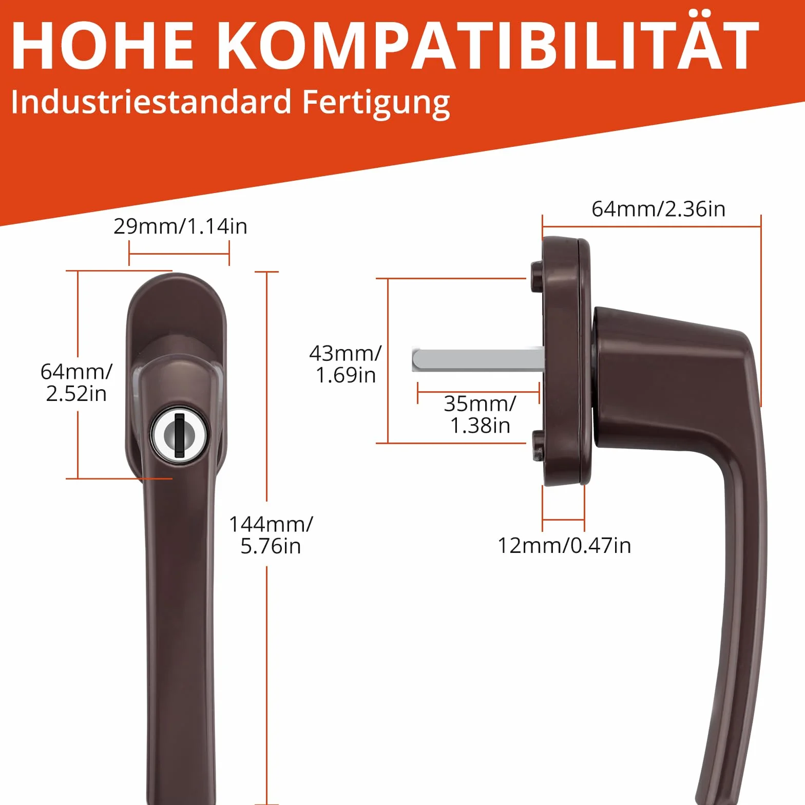 GETLITOOL Klamki okienne zamykane, 4 sztuki aluminiowych zamków okiennych z kluczami, uchwyt okienny o długości trzpienia 35 mm, zabezpieczenie przed dziećmi, zabezpieczenie okna do drzwi okiennych,