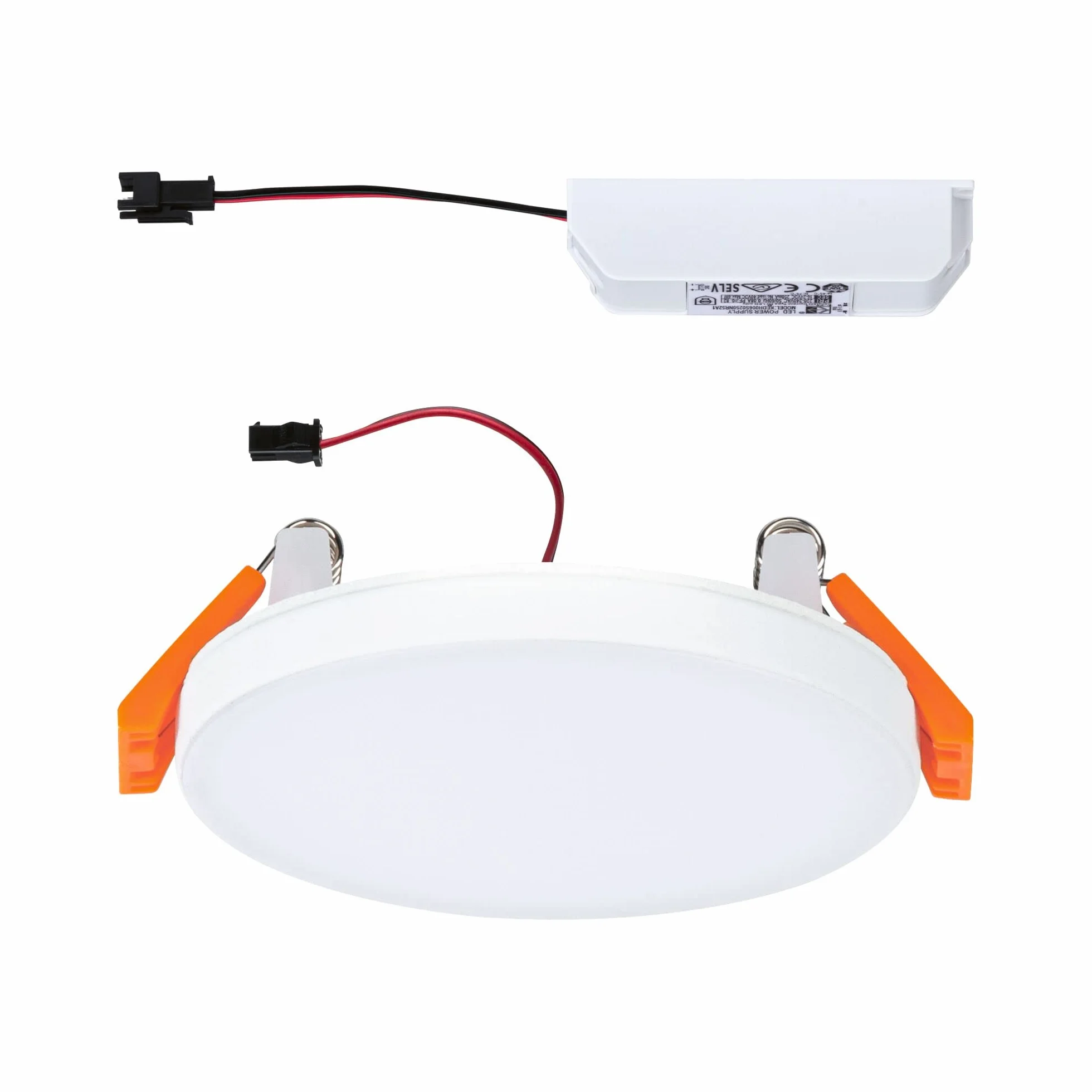 Paulmann 79938 LED panel wpuszczany Veluna VariFit Edge 90 mm okrągły, ciepłobiały, biały, tworzywo sztuczne, system oświetleniowy 3000 K