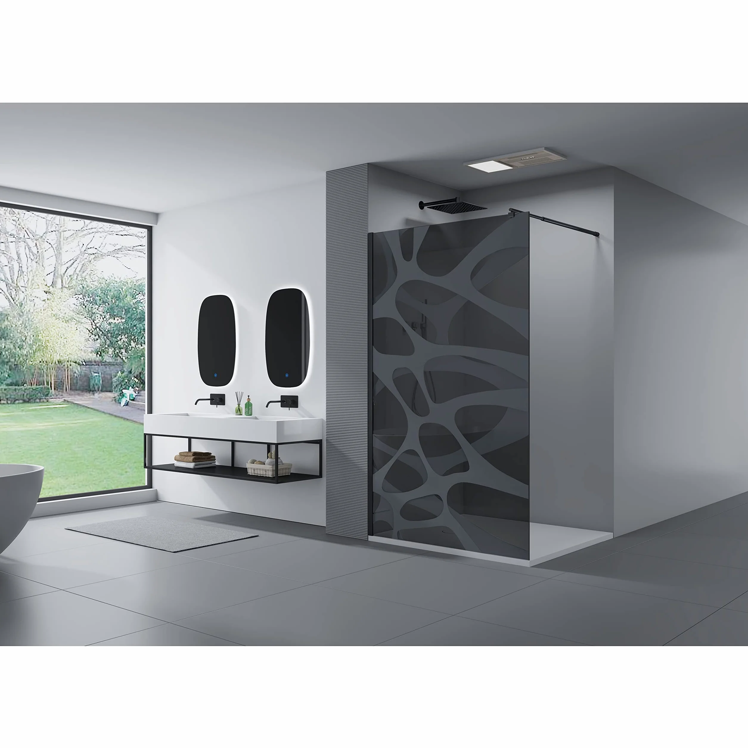 BERNSTEIN Ściana prysznicowa® Szklana kabina prysznicowa Walk-In Szkło ESG Echtglas EX101 Wzór szkła mlecznego Wave 140 x 200 cm