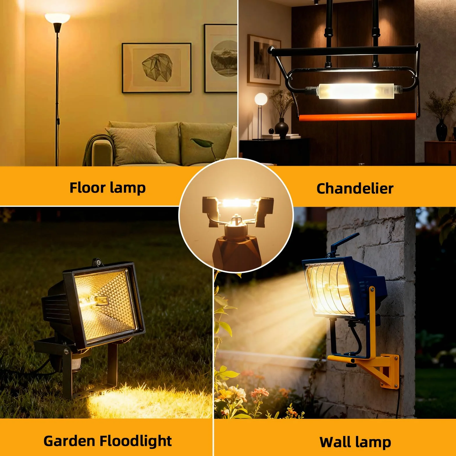 Caldarax Zestaw 2 żarówek halogenowych R7s, 78 mm, 80 W, możliwość ściemniania, J78 Żarówka halogenowa 230 V, 1400 lm 2700 K, ciepła biel, liniowy reflektor Halogenowy do oświetlenia krajobrazu