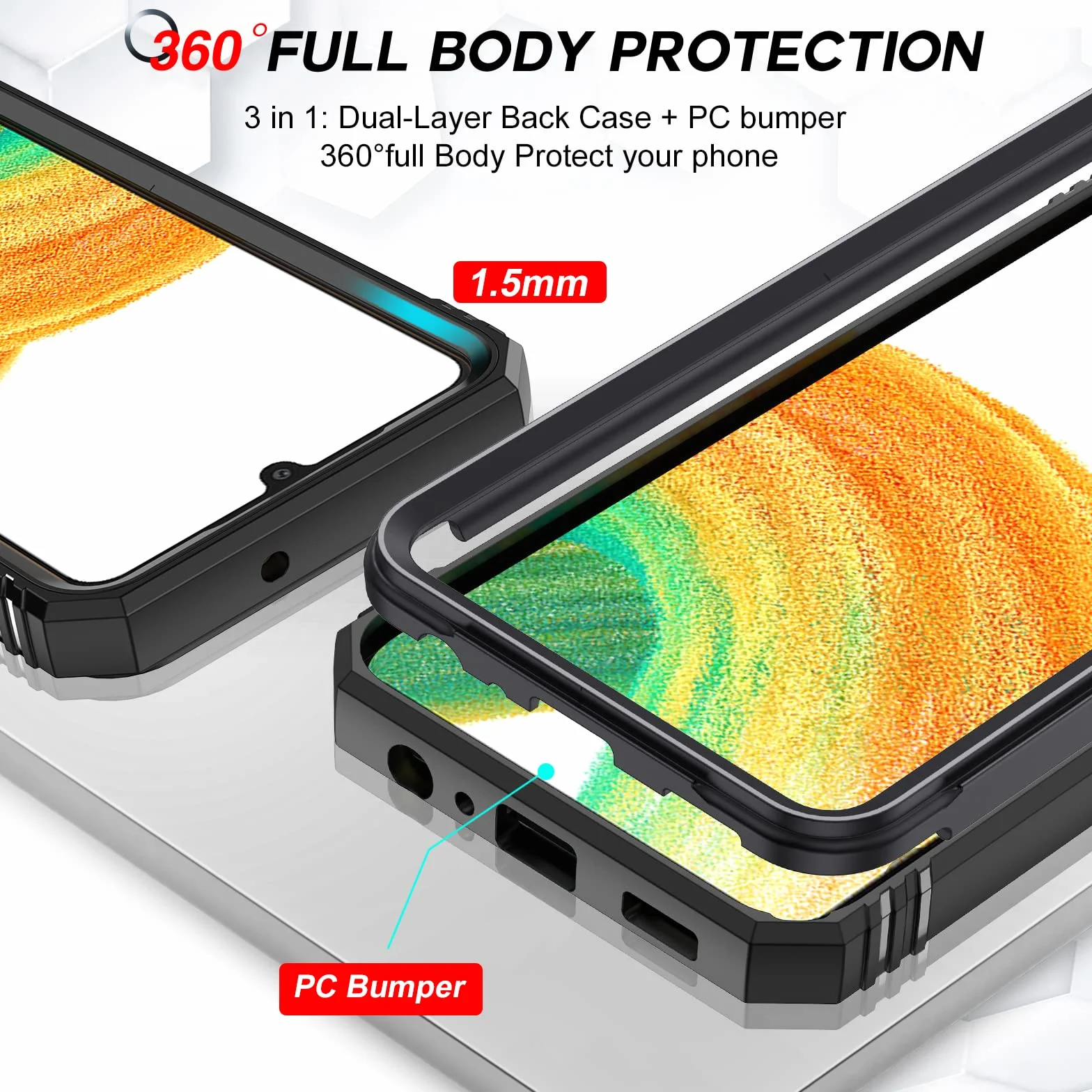 LeYi Etui do Samsung A13 4G, twarda ochrona kamery PC, odporna na upadek, czarna