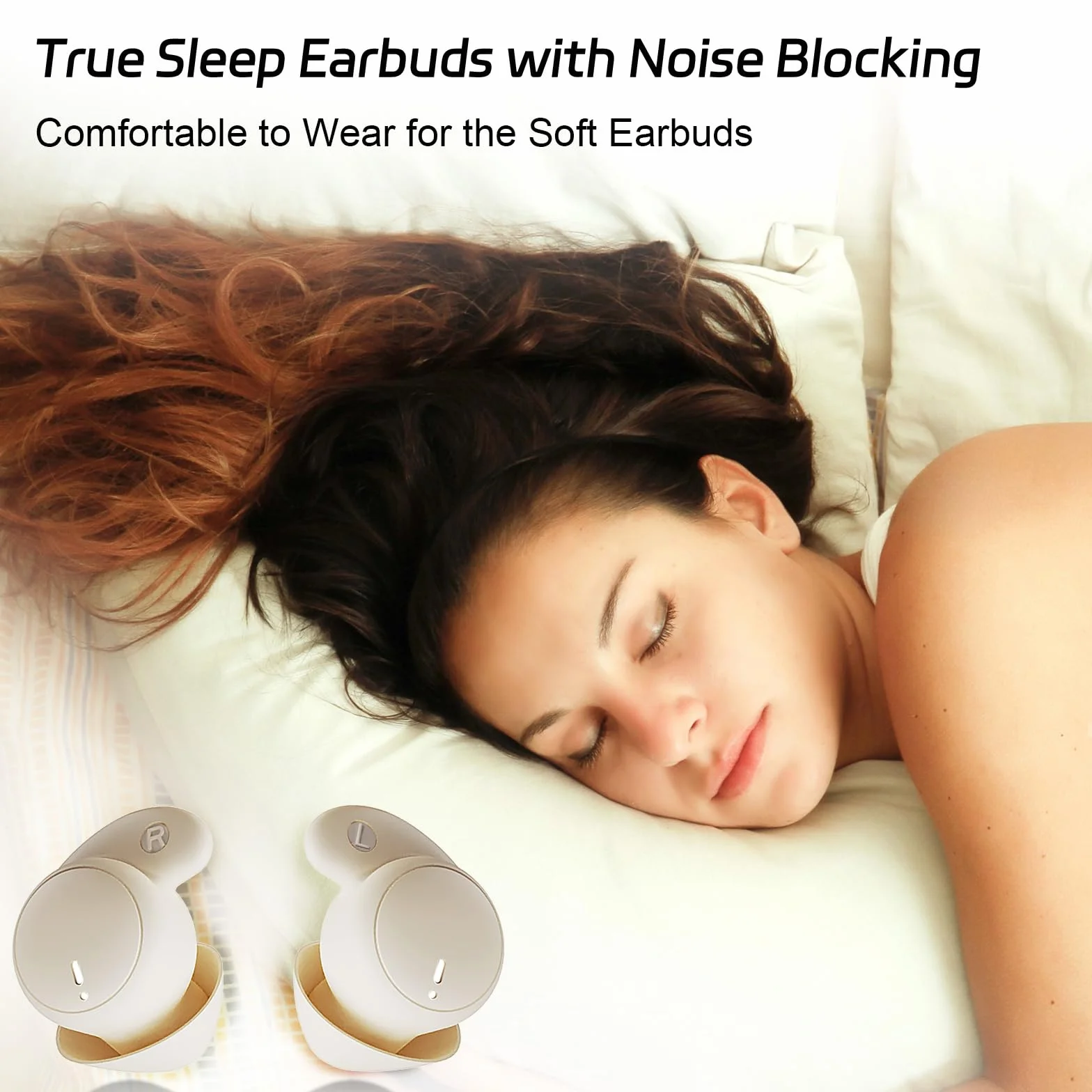 LOBKIN Słuchawki Douszne Side Sleeper Bluetooth 6.0, Miniaturowe Słuchawki z Redukcją Szumów do Spania, Wodoodporne i Niewidoczne IPX6, Idealne do Spania, Uprawiania Sportu, Jogi i Podróży