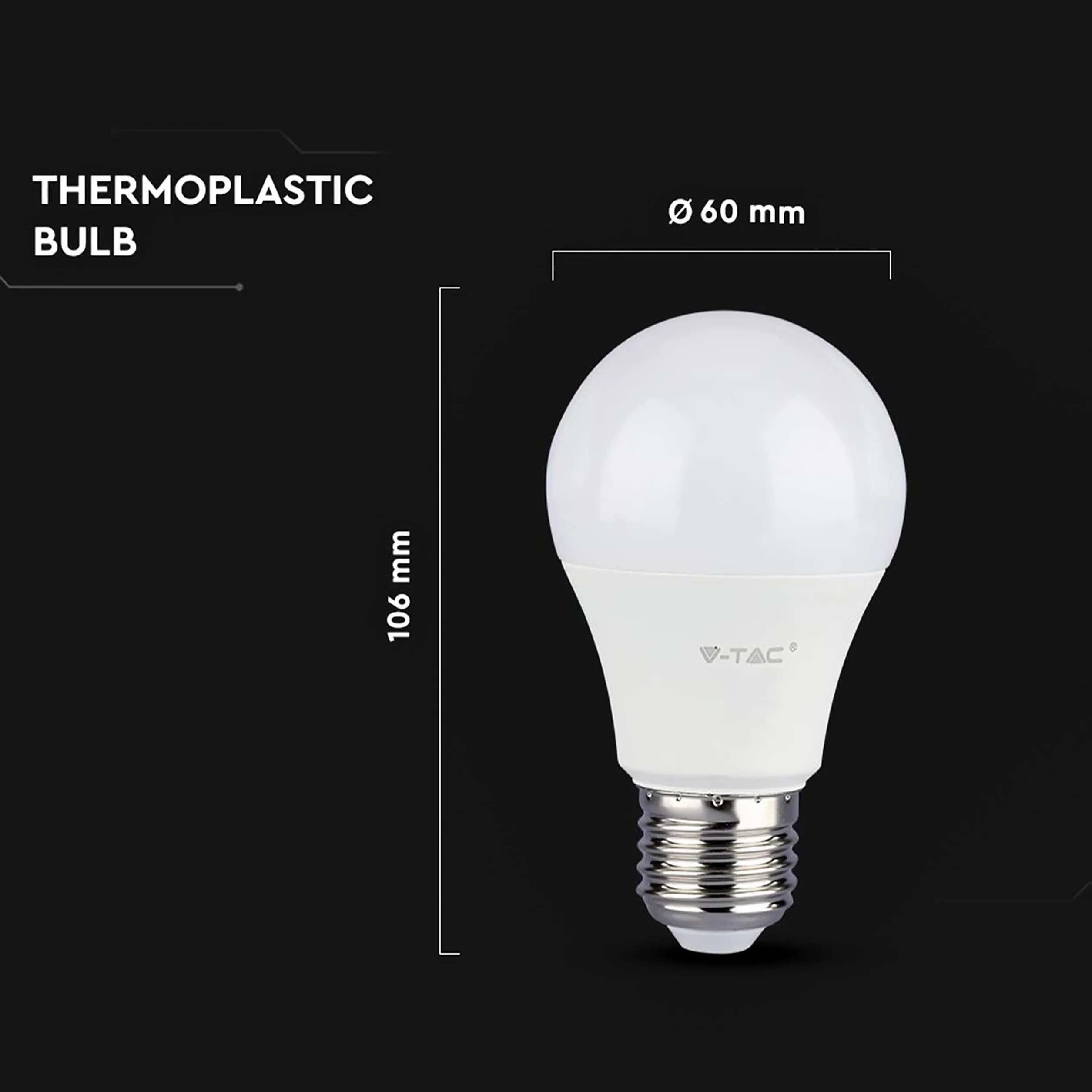 V-TAC 10 żarówek LED E27, Edison - A60, 8,5 W (odpowiednik 60 W) - 806 lumenów - 4000 K neutralna biel - otwór wiązki światła 200° - maksymalna wydajność i niskie zużycie energii, VT-2099-10