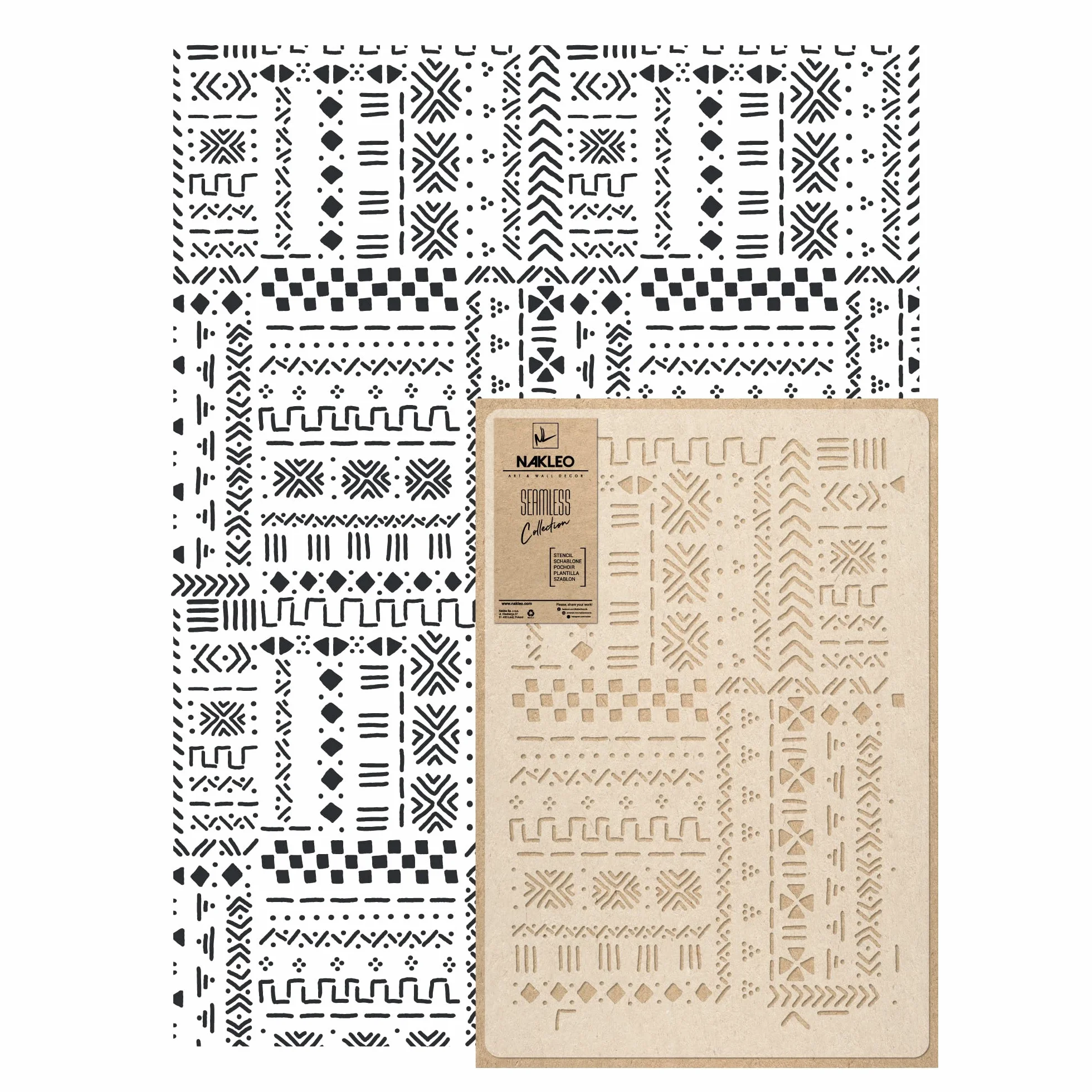 Szablon malarski wielokrotnego użytku // 65x95cm // MALI MUDCLOTH #2 - ETNO // powtarzalny