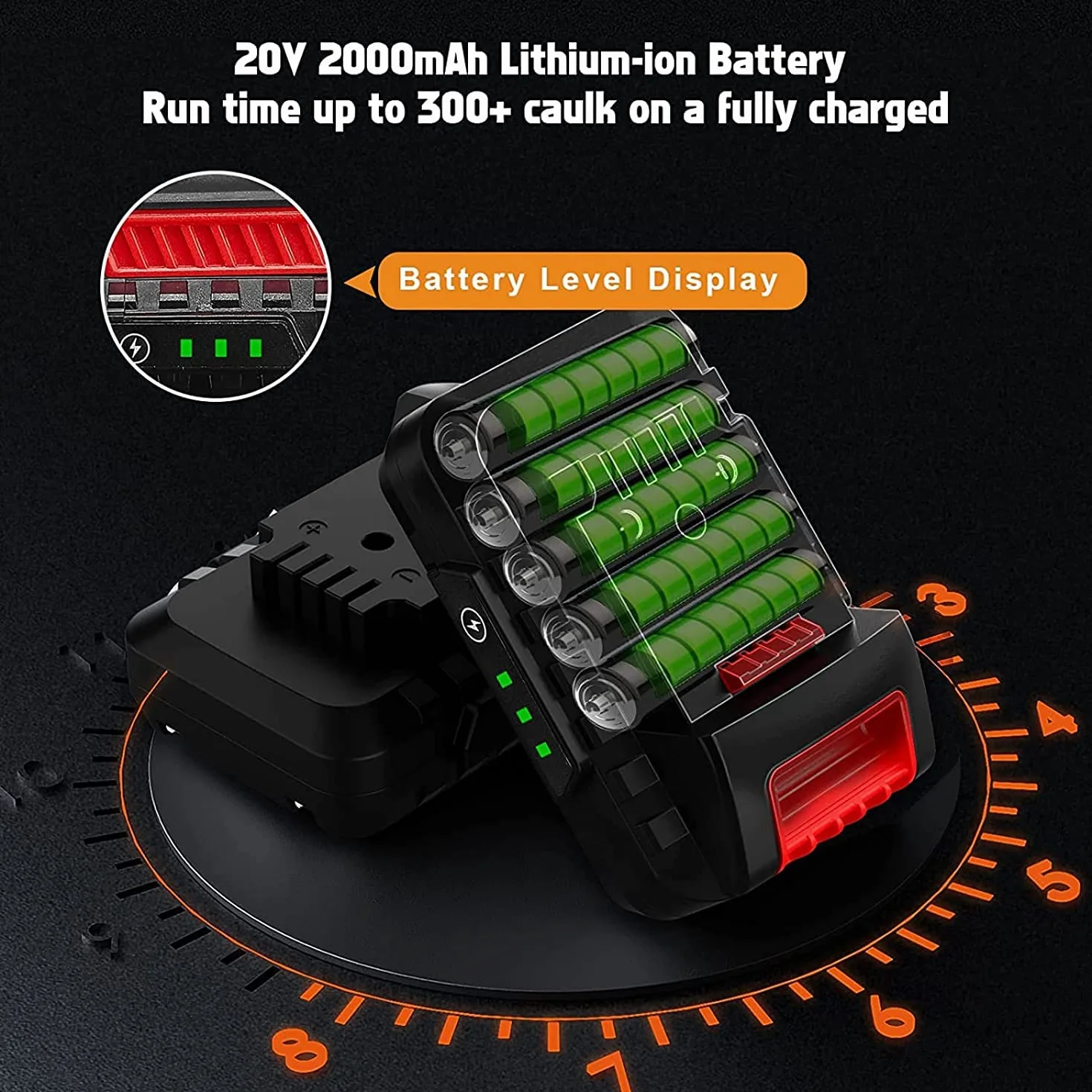 Silikonowy pistolet do uszczelniania, zasilany bateriami, wytrzymały aplikator do uszczelniaczy, klejów i uszczelniaczy, zawiera dysze - 300 ml wkład i kompatybilny z kiełbasą