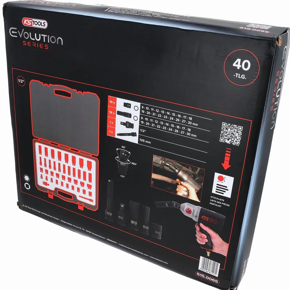 KS Tools 515.0065 1/2" Zestaw nasadek udarowych sześciokątnych, 40-szt