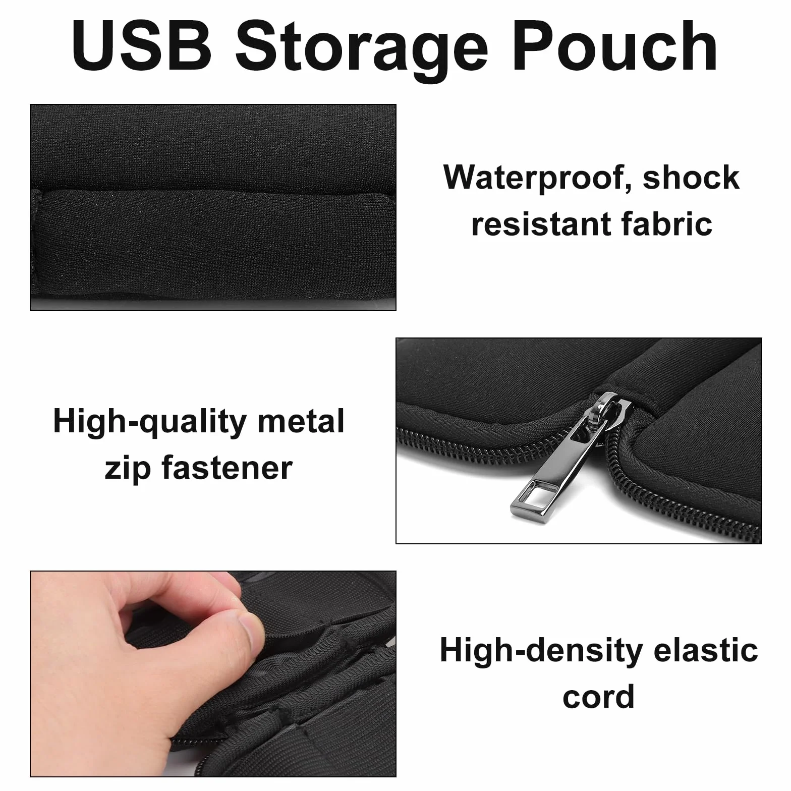 Torba na pendrive USB organizer 6 sztuk czarna
