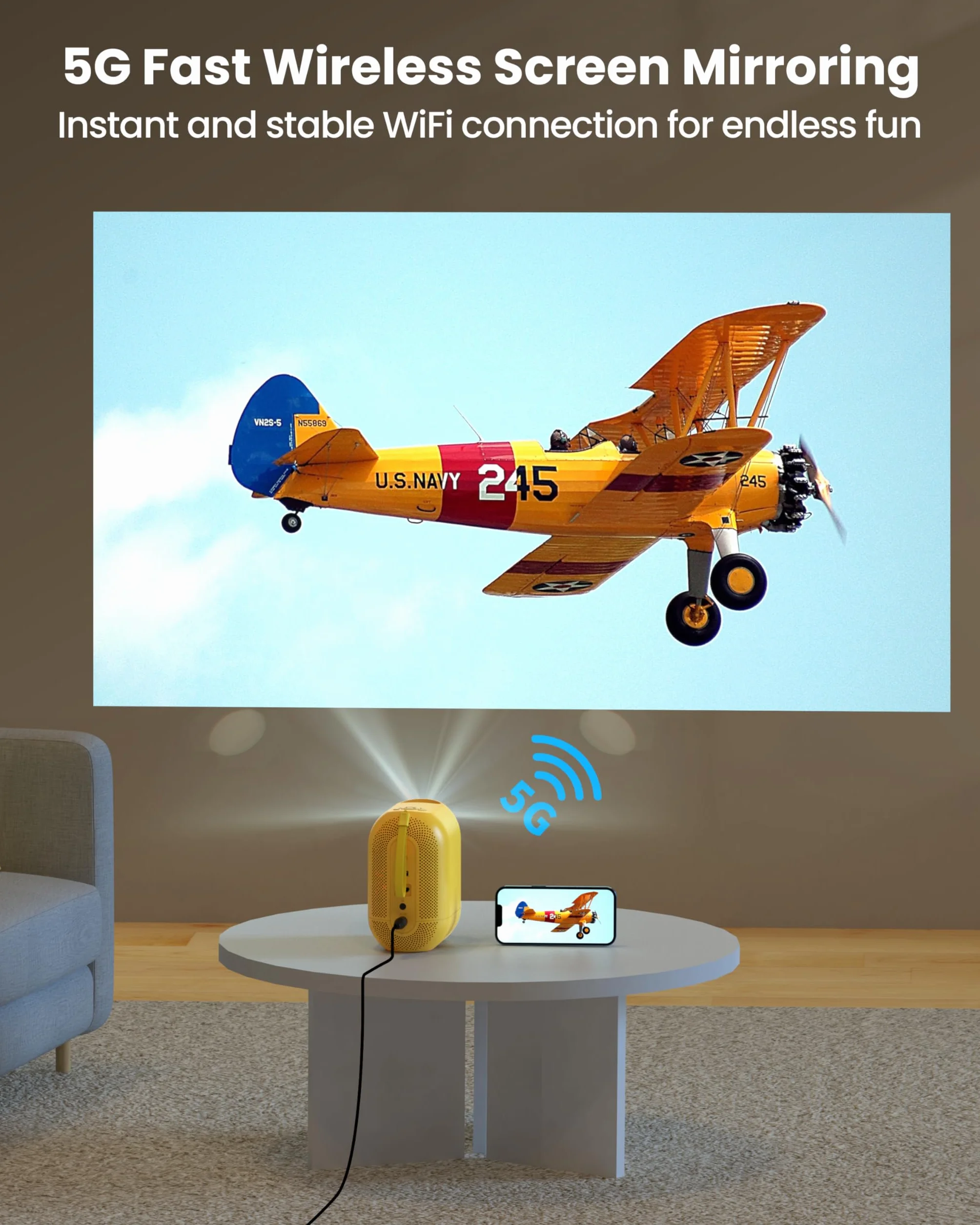 ETOE D1 EVO mini rzutnik Android 9.0 projektor 5G WLAN Bluetooth korekcja trapezu HDMI