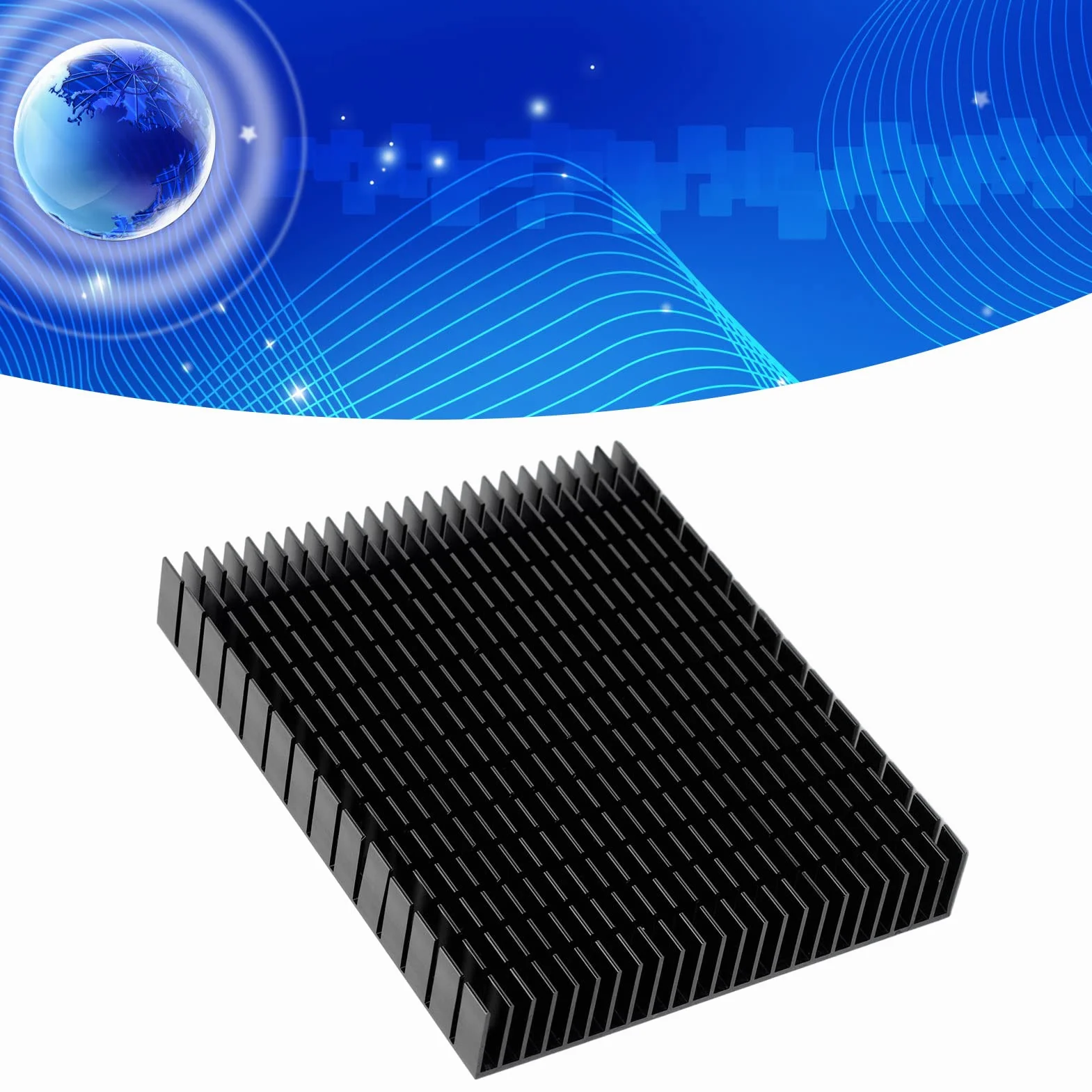 Eujgoov Aluminiowy Radiator 150x120x20mm Chłodzenie PCB Wzmacniacz Mocy Procesora Czarny