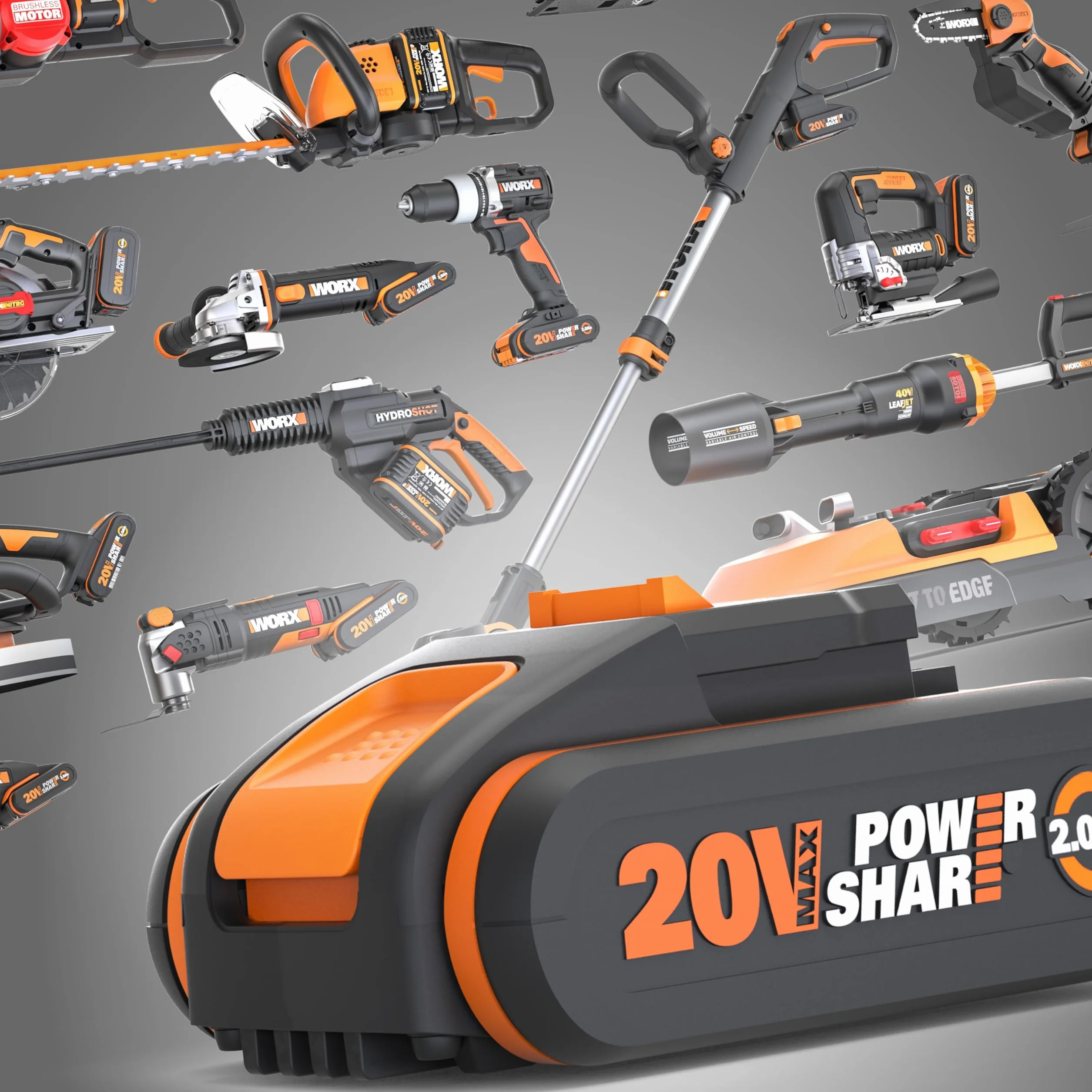 WORX - Zestaw 2 baterii i podwójnej ładowarki - 20V - 4Ah - WA3611 (z wskaźnikiem poziomu naładowania, kompatybilne ze wszystkimi narzędziami 20V/40V/80V)