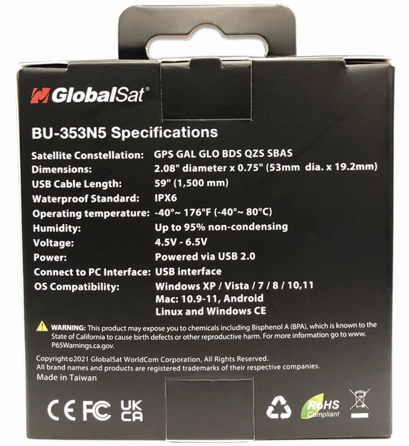 GlobalSat BU-353N5 odbiornik USB GNSS czarny