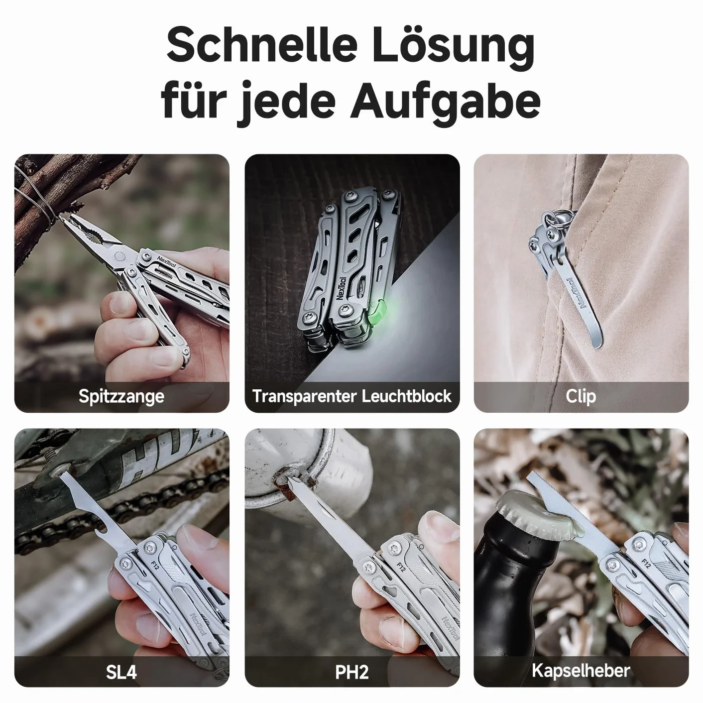 NexTool Multitool F12 Mini Flagship narzędzie wielofunkcyjne 13 w 1, narzędzie wielofunkcyjne do breloczków z nożyczkami ząbkowanymi, pilnikiem, blokadą bezpieczeństwa, ulepszona stal 80CrMoV14 do EDC