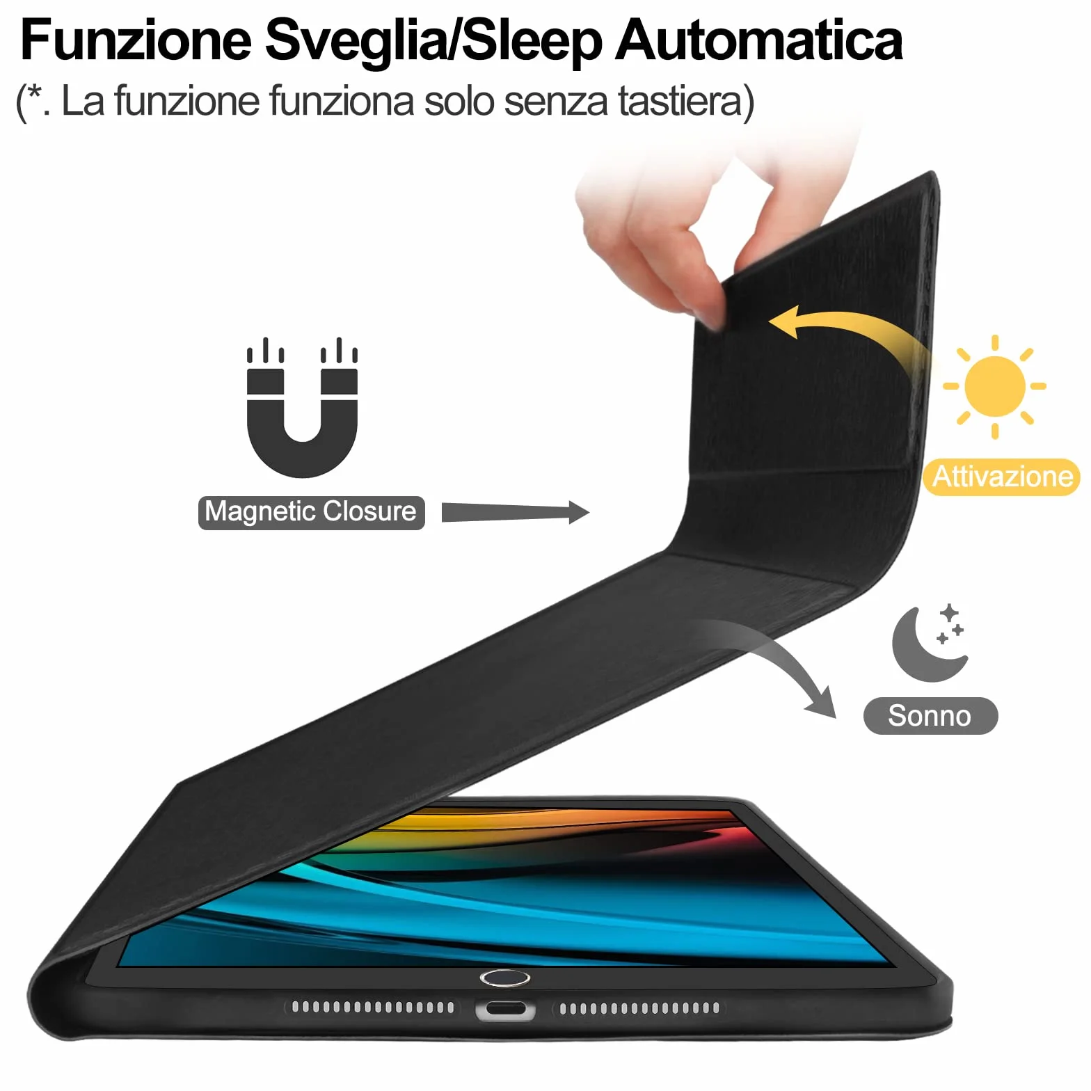 FOGARI Magnetyczna klawiatura do iPada 10,2" etui Bluetooth QWERTY włoska odpinana czarna