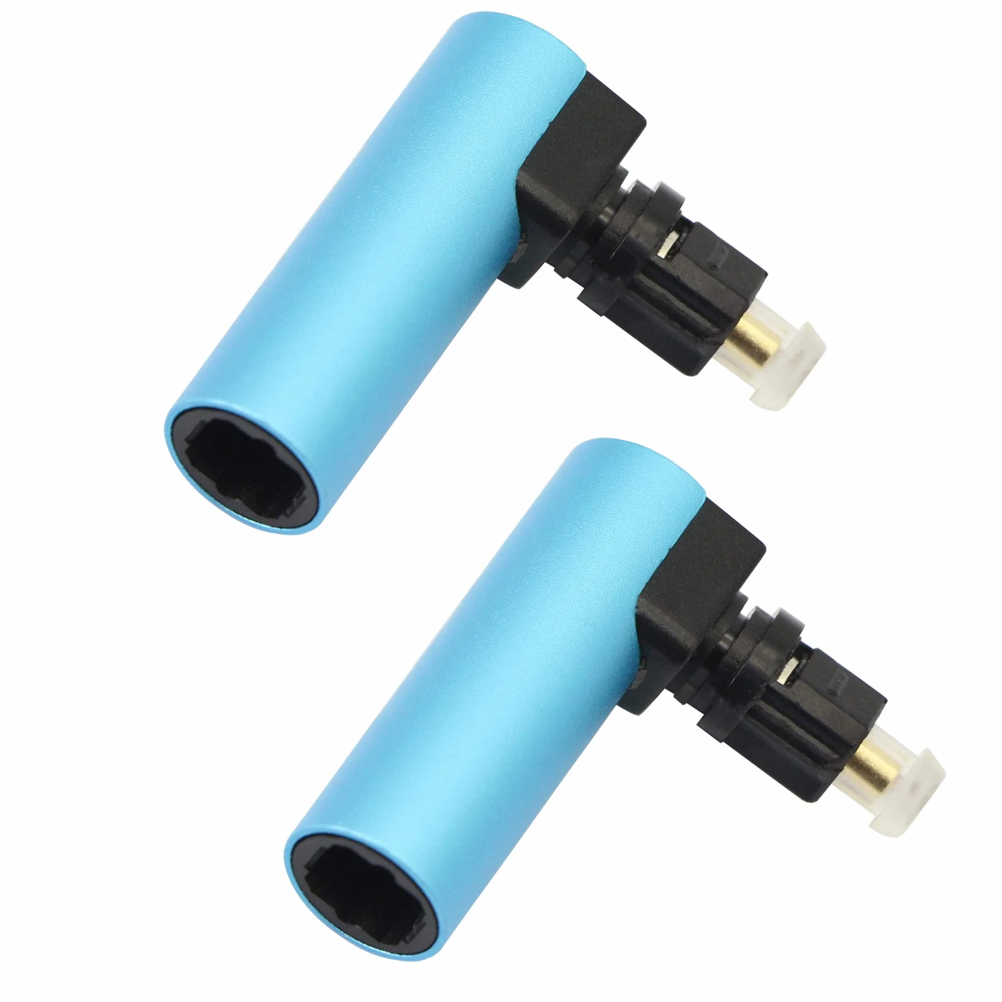 Toslink kąt prosty 90 stopni żeński do męskiego optyczne złącze audio adapter 2 sztuki niebieski