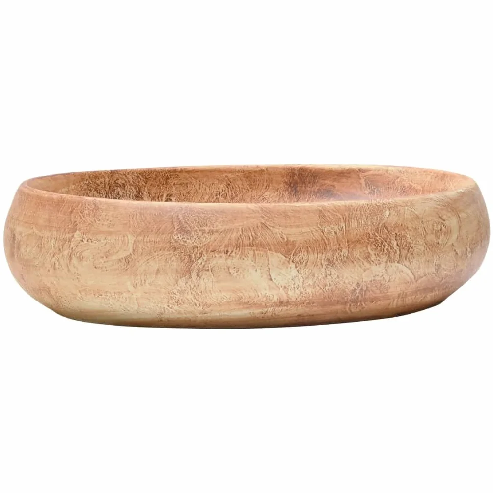 vidaXL Umywalka nablatowa, brązowa, owalna, 59x40x15 cm, ceramiczna