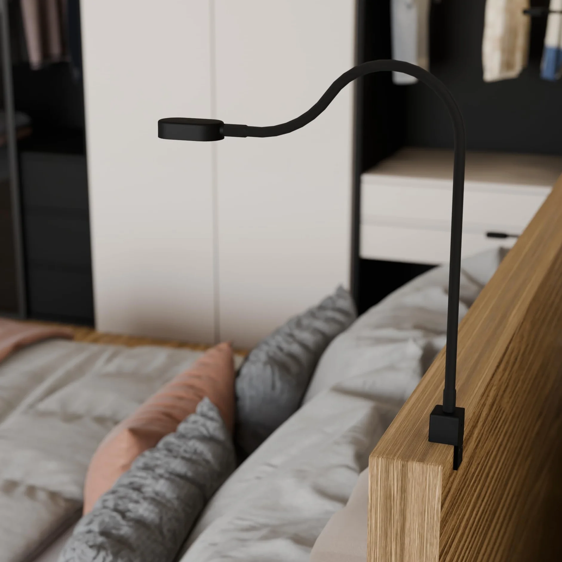 Kalb I Ilios LED lampka nocna/lampka do czytania z USB-C, montaż ścienny i kątowy, elastyczne ramię, możliwość ściemniania, ciepła biel 3000k (1 zestaw czarny)