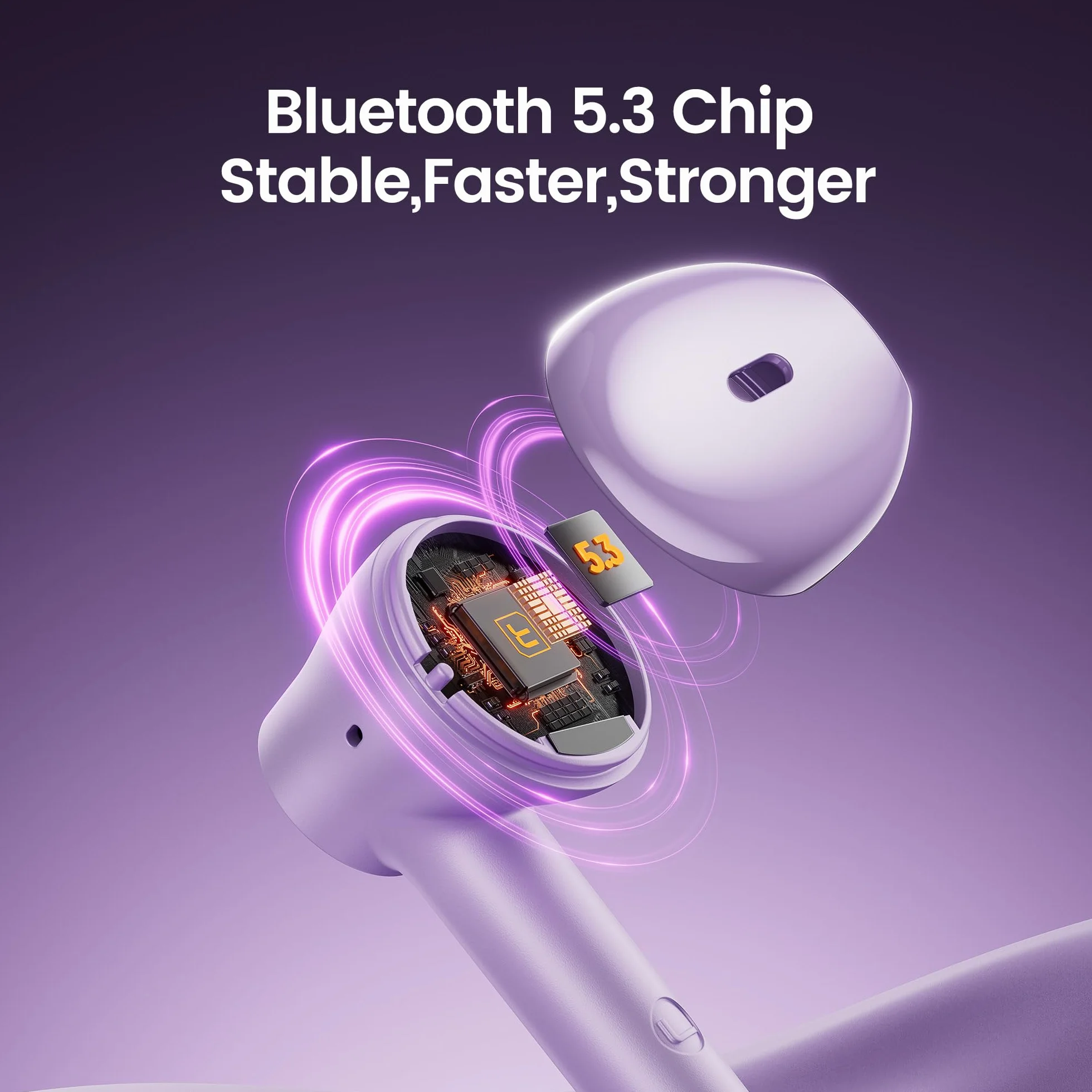 toocki ENC Bezprzewodowe słuchawki douszne z redukcją szumów, słuchawki Bluetooth 5.3, przetworniki 13 mm, głęboki basowy dźwięk stereo, 4 mikrofony, wyraźne połączenia ENC, krystaliczna obudowa