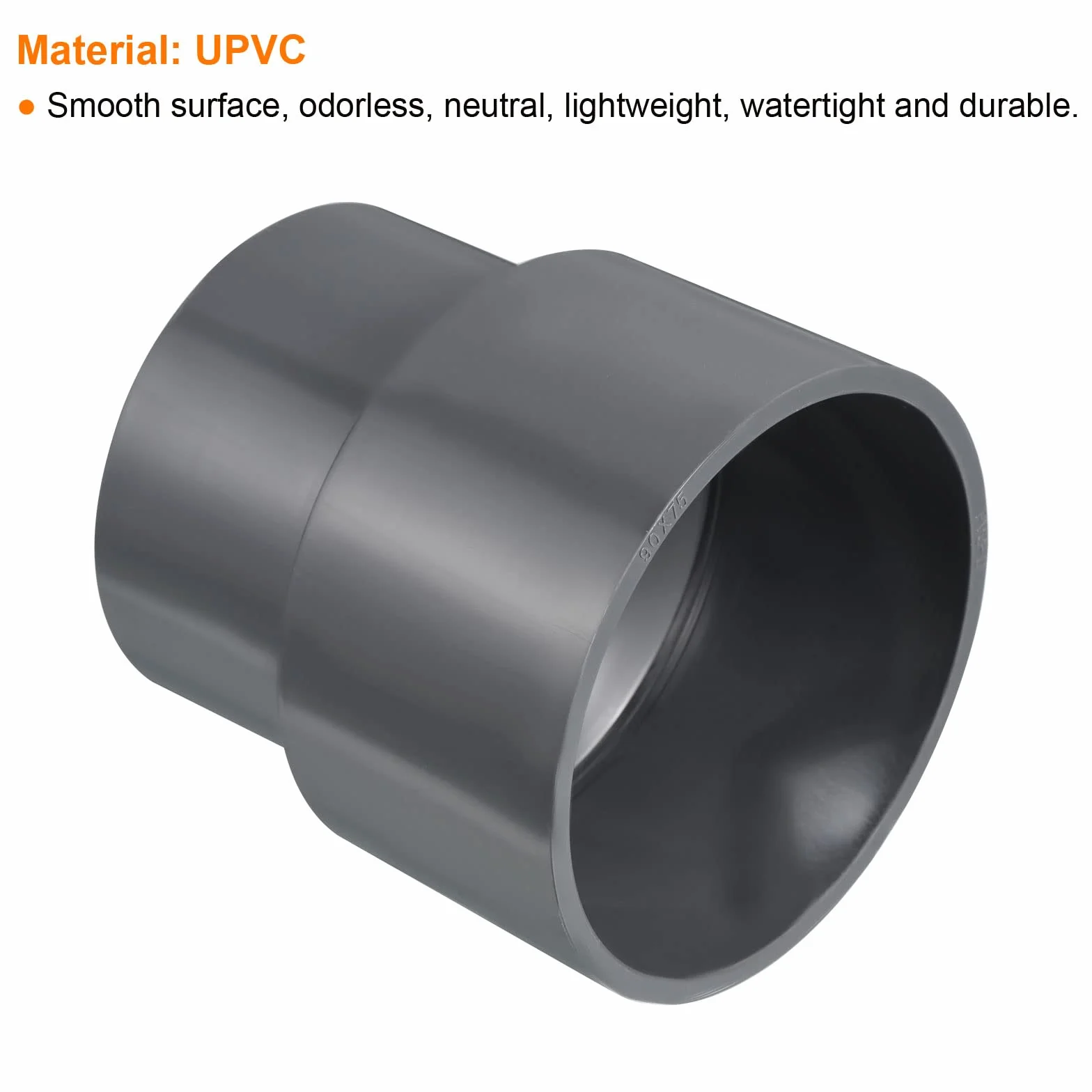 PATIKIL Złączka do rur redukcyjnych PVC 90 x 75 mm, 2-pak proste złącze adaptera sprzęgła, szary