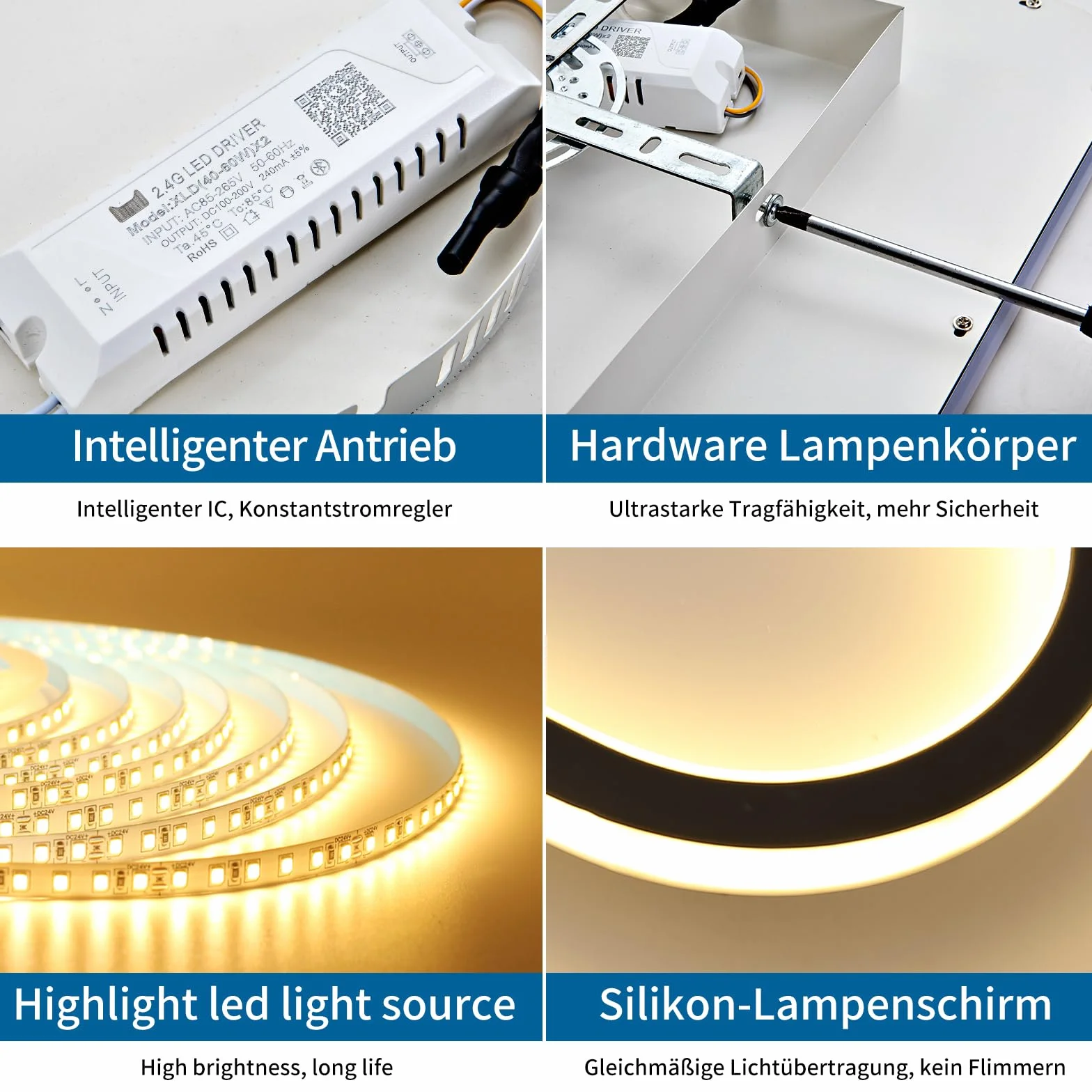 Mikeru Lampa sufitowa 3000 K, 40 cm, okrągła, lampa sufitowa LED, ciepła biel, bez pilota zdalnego sterowania, do salonu, korytarza, sypialni