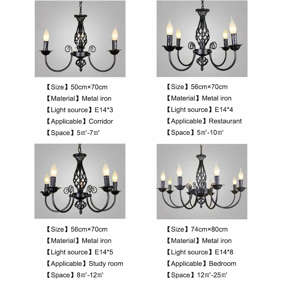 Antyczny żyrandol Klasyczny E14 świeca Lampa Wisząca Francuska Retro Czarna Lampa Wisząca z Regulacją Wysokości Wiejski Styl Oświetlenie do Salonu Kuchnia Jadalnia Alejek,5 heads