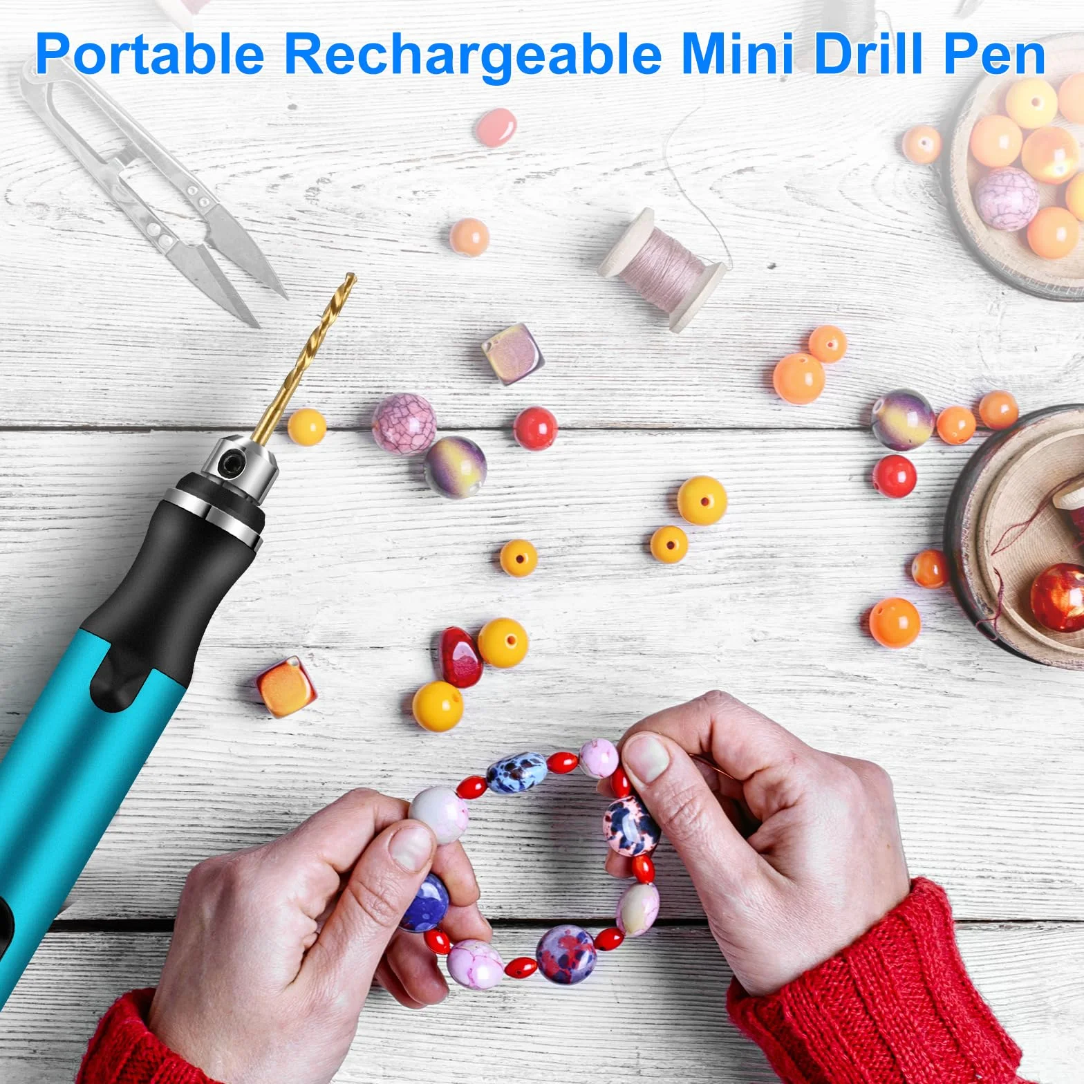 Mini wiertarka akumulatorowa z 3 prędkościami, wiertarka ręczna zrób to sam, mini wiertarka elektryczna z 10 małymi wiertłami, zestaw mini wierteł do produkcji biżuterii z żywicy