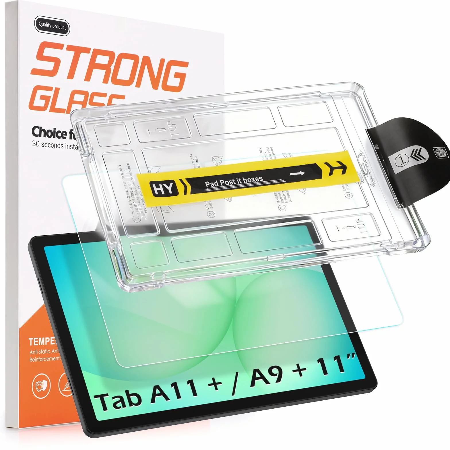 Hianjoo Ochraniacz ekranu kompatybilny z Samsung Galaxy Tab A11+/ Tab A9+ 27.9 cm, szkło hartowane z tacą montażową [czystość HD] [twardość 9] [odporne na zarysowania] [łatwa instalacja]