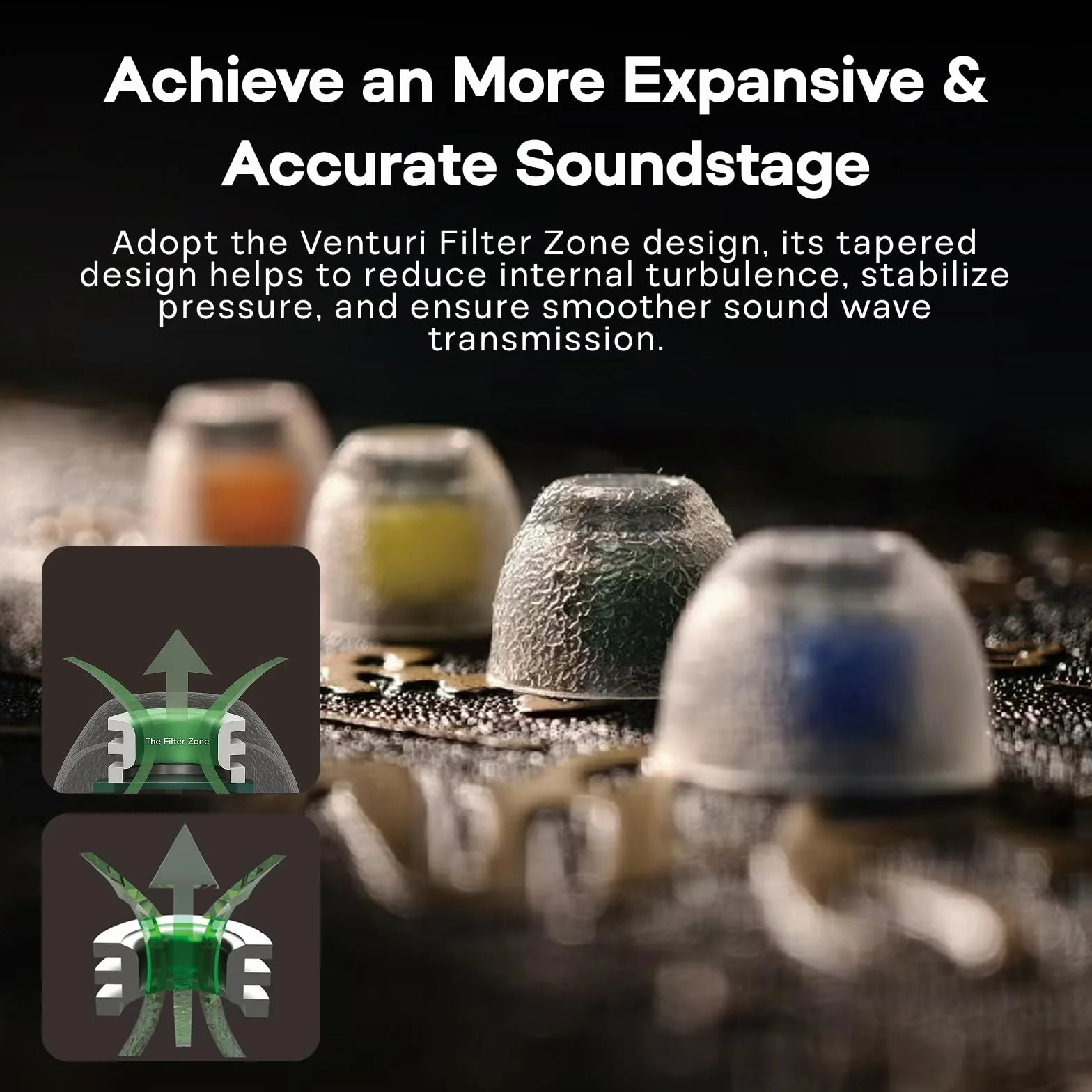 Tangzu Tang Sancai Noble Earbud Tips ze stali nierdzewnej, wymienne silikonowe końcówki IEM, 4 pary XS/S/M/L